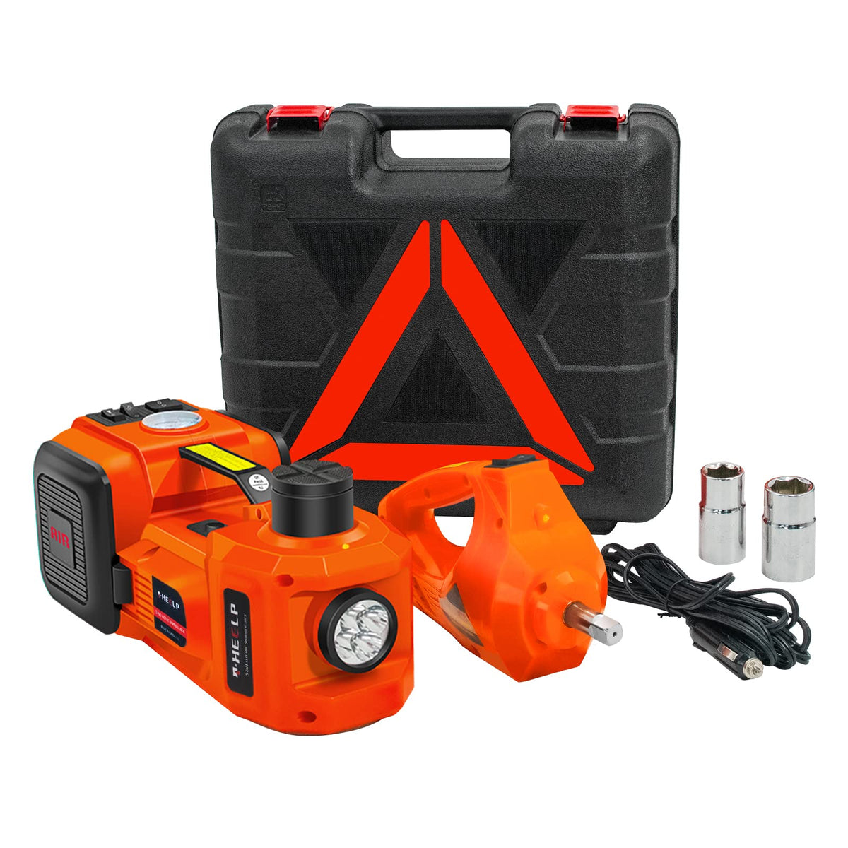 E-Heelp Electric Car Jack Kit 5Ton 12V Hydraulic Car Jack Lift (Lifting Range: 6.1~17.7 Inch) With Electric Impact Wrench For Su