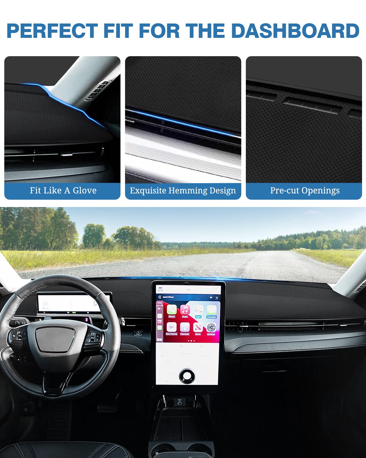 Fiilines Dash Cover Compatible With Ford Mustang Mach E 2021 2022 2023 2024 Dashboard Cover Interior Mach E Accessories Nonslip