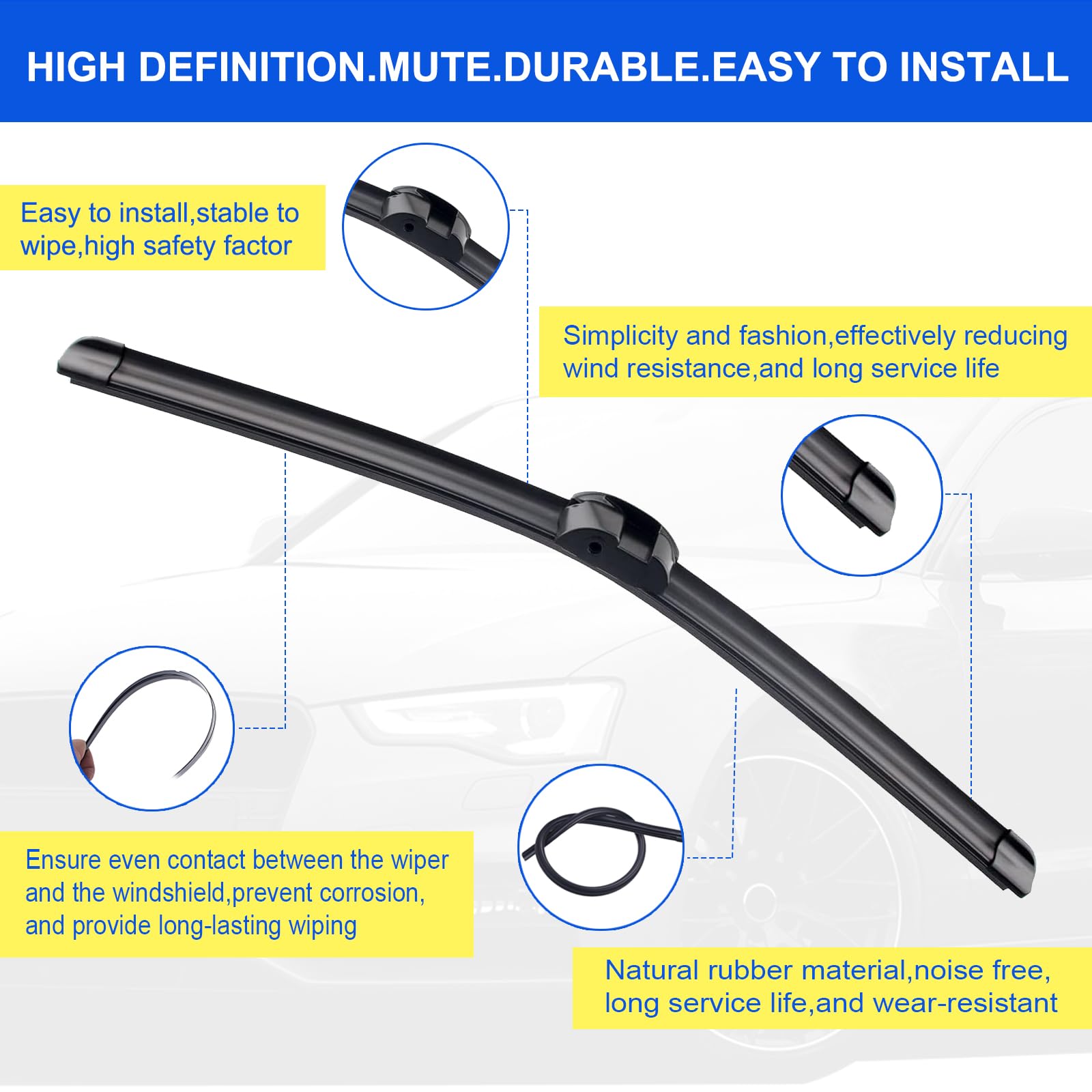 Anikluim 26''+26'' Wiper Blades With 14'' Rear Wiper Blade Set Replacement For 2011-2017 Porsche Cayenne Volkswagen Touareg Wind