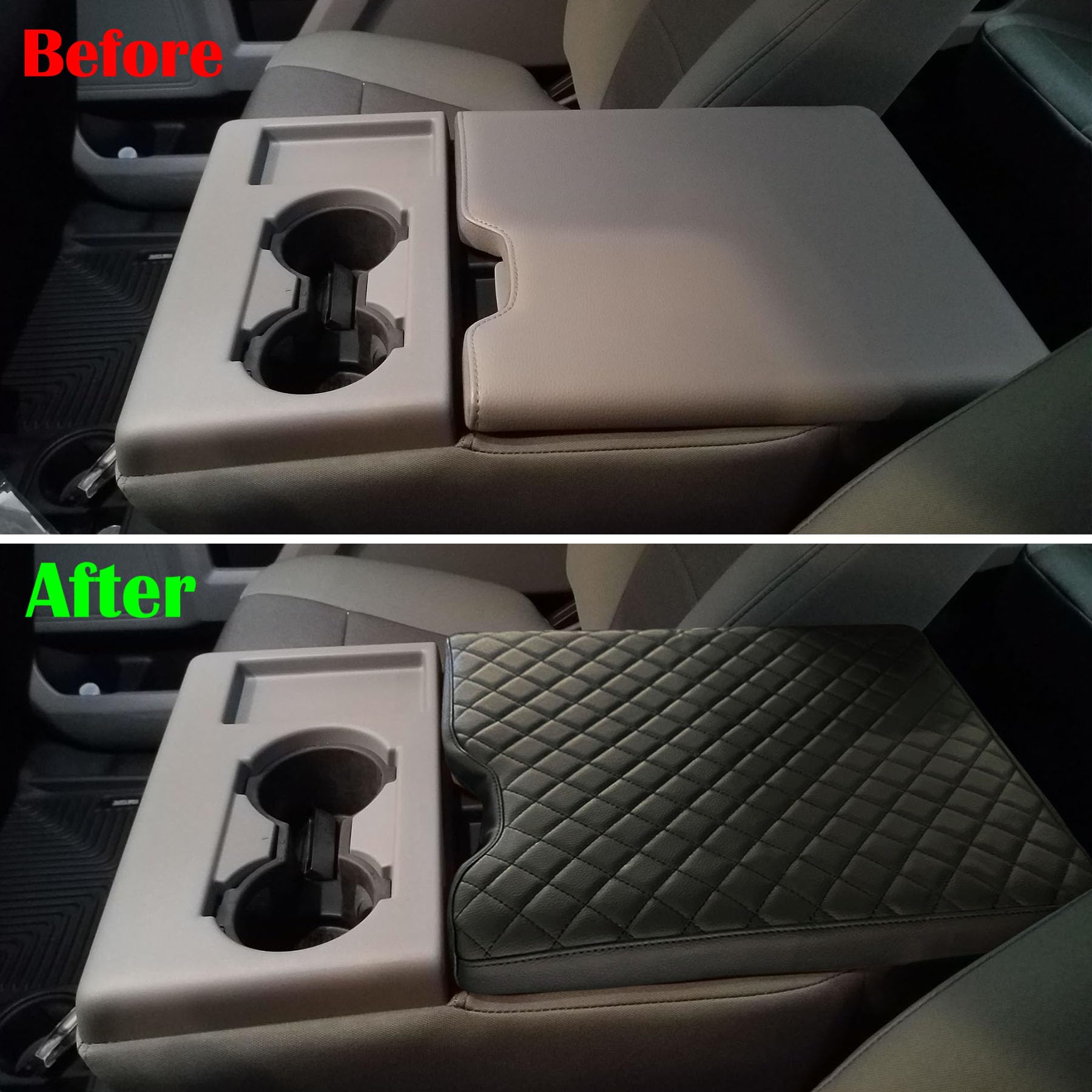 Zxiaochun Center Console Cover For Ford F150 2015-2024/F250 F350 F450 2017-2024 Leather Arm Rest Box Lid Middle Console Cover Ar