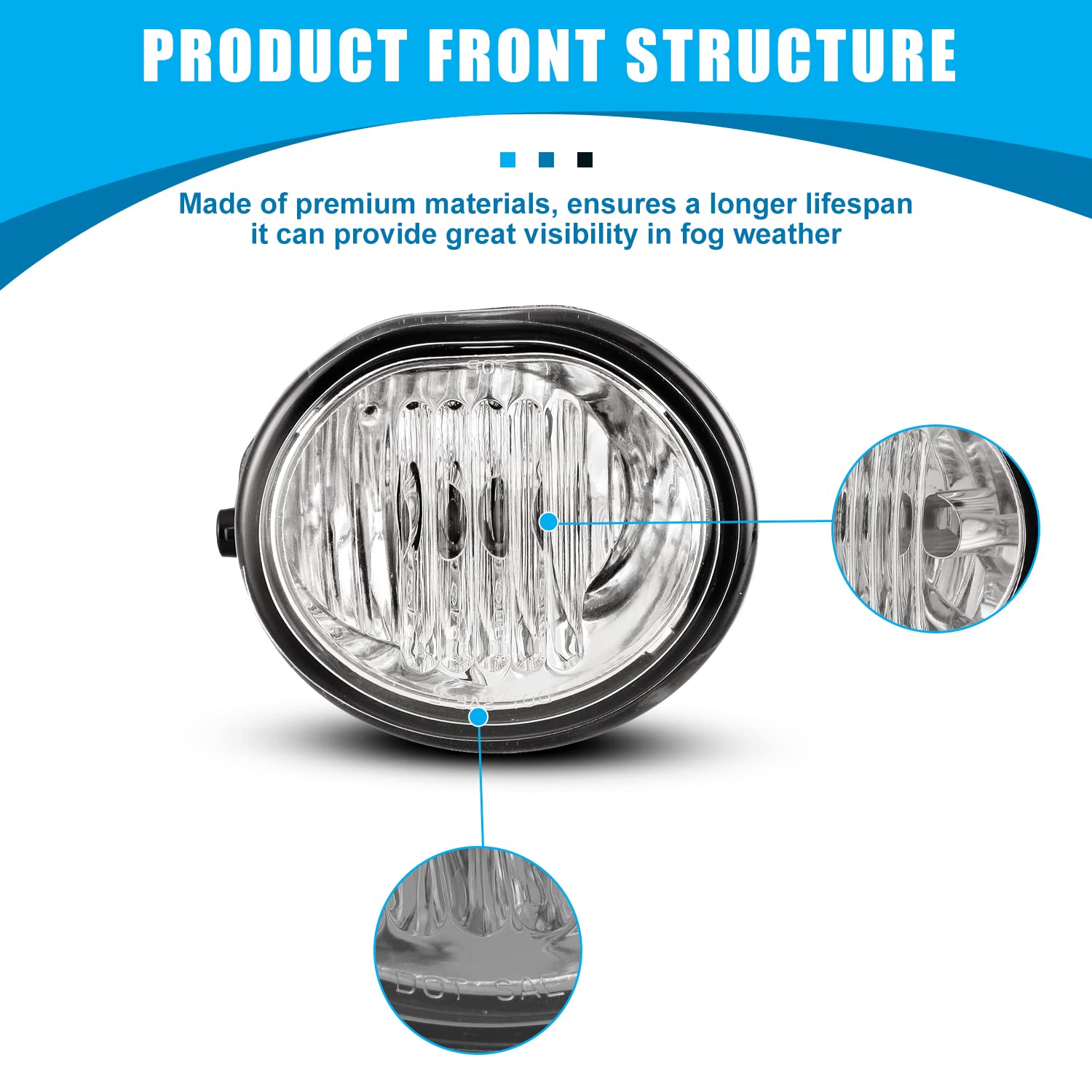 Cpw Oem Fog Lights Assembly Fit For 2003 2004 2005 2006 2007 2008 Toyota Matrix/Pontiac Vibe, Driver & Passenger Driving Fog Lamps W/ 9006 Halogen Bulbs (Black Housing Clear Lens)
