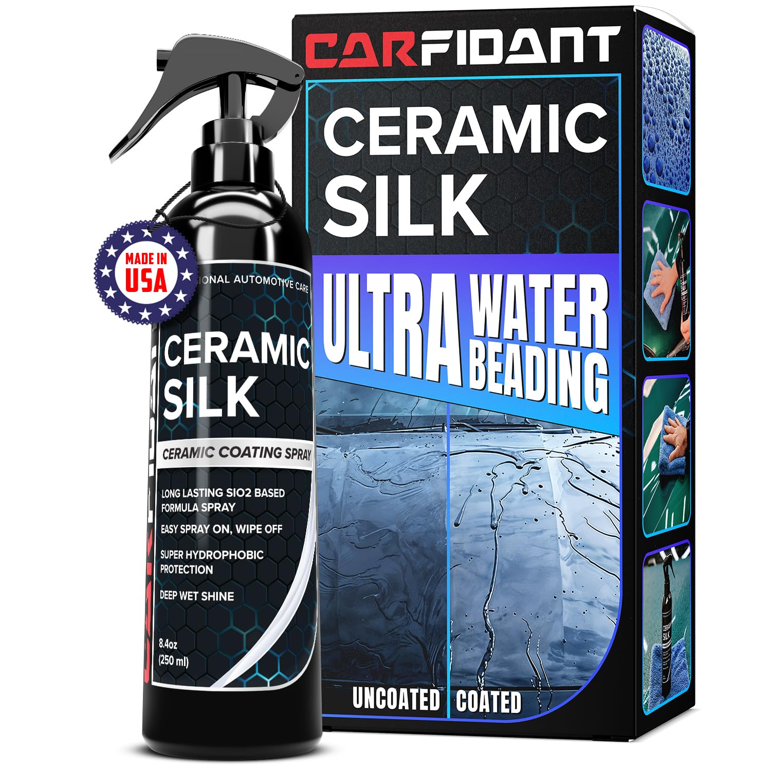 Carfidant Ceramic Silk - Ceramic Coating Spray - High Gloss, Hydrophobic Protection & Chemical Resistance For Cars, Rvs & Boats