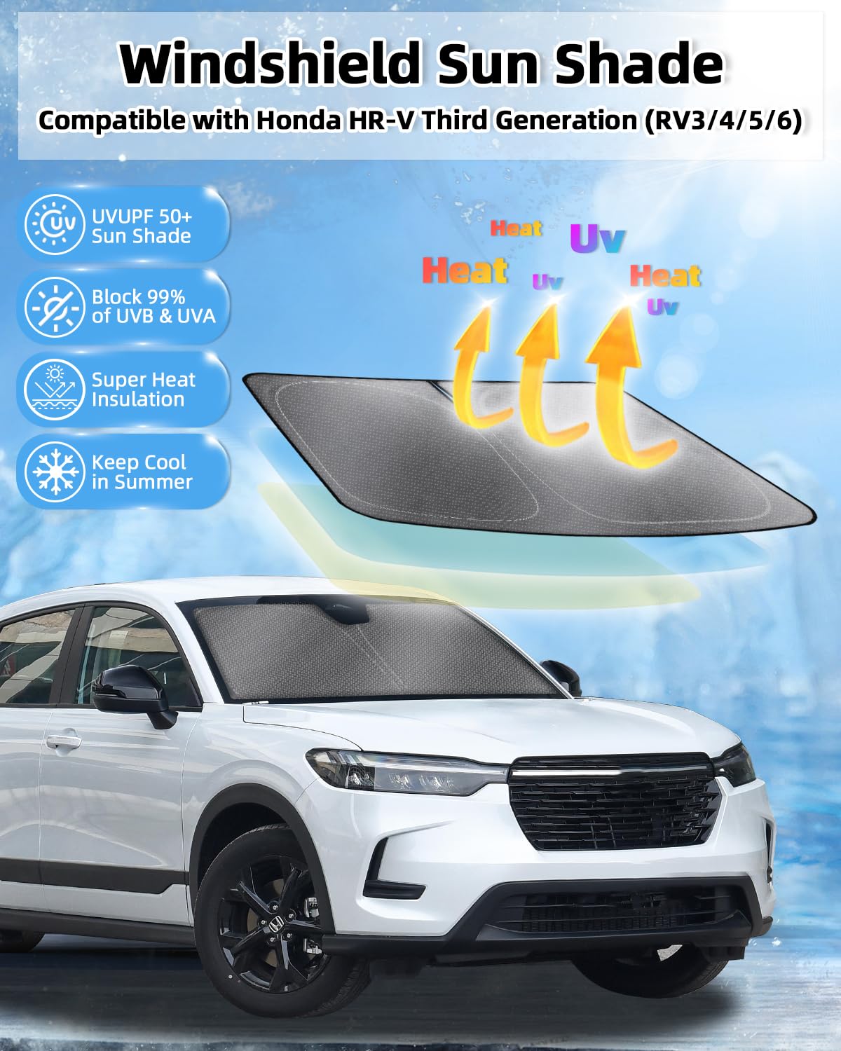Mixsuper Liner Windshield Sun Shade For Honda Hr-V 2023-2025 Windshield Sunshades For Hrv Accessories Front Window Sun Shades Co