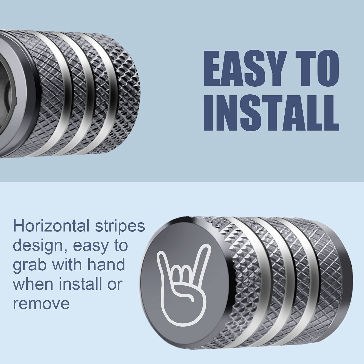 Tire Valve Stem Cap Cover - (5 Pack) Tire Air Cap Metal With Plastic Liner Corrosion Resistant Leak-Proof Rock And Roll For Car