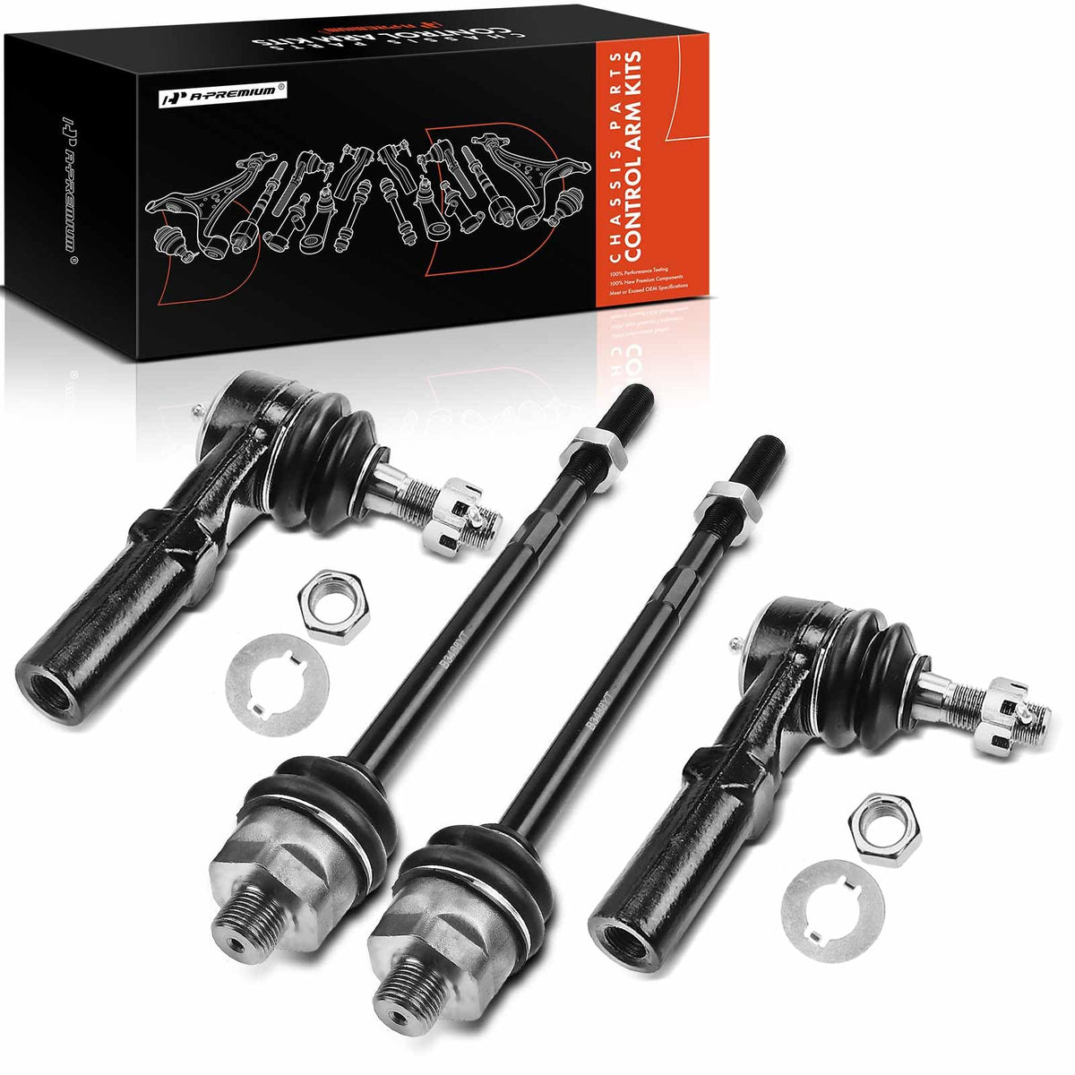 A-Premium 4Pcs Front Inner & Outer Tie Rod End Links Kit, Compatible with Chevrolet & GMC & Hummer - 2001-2019 - Silverado Sierr