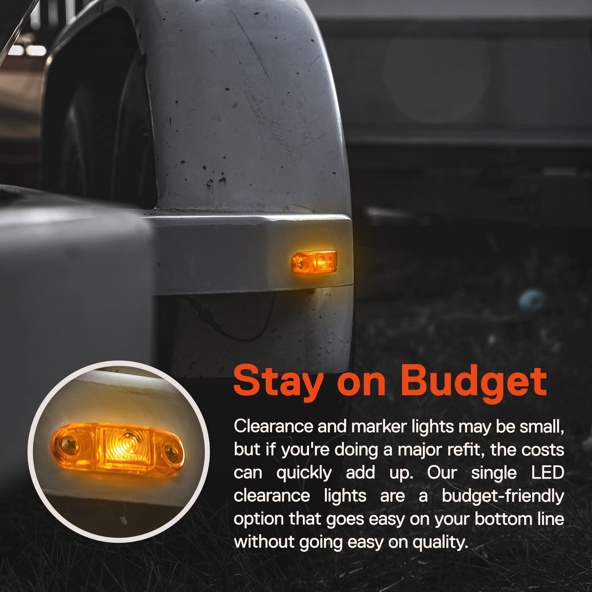 TRUE MODS 2pc 2.5'' Amber LED Trailer Marker Light Kit [DOT FMVSS 108] [SAE P2] [Surface Mount] [Waterproof IP67] Side Marker Li