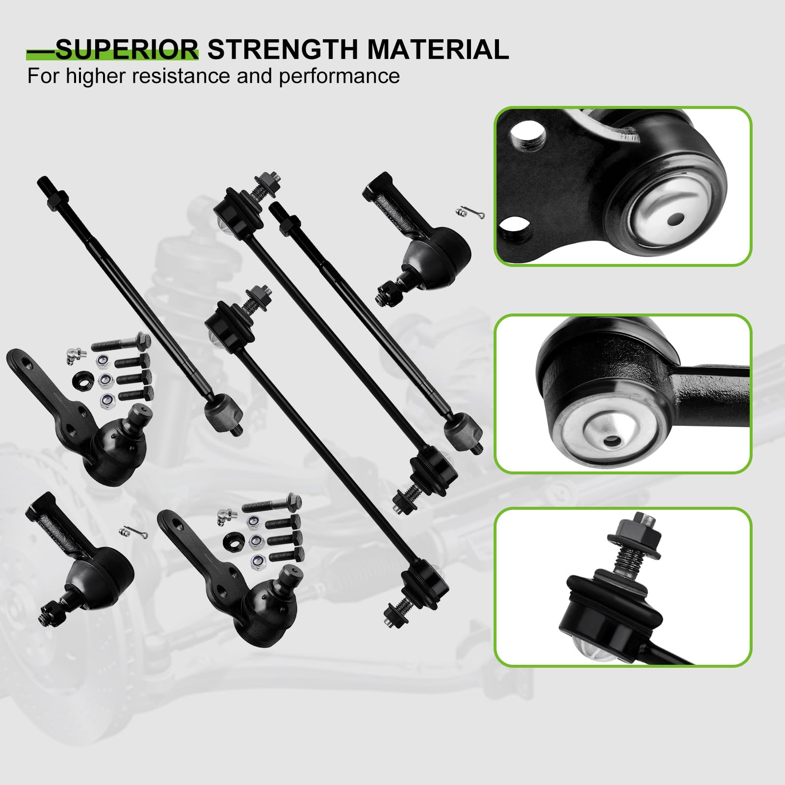 SCITOO 8pcs Front Suspension Kit Inner Outer Tie Rod End fit 2006-2011 for Ford Focus Lower Ball Joint Sway Bar Link