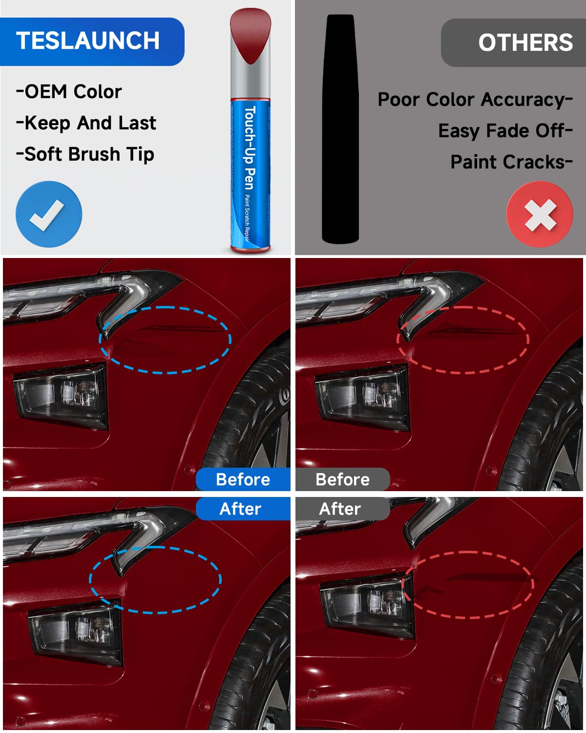 3Q3 Dark Red/Salsa Red Pearl Touch Up Paint Compatible with Toyota Exact Match Touch Up Paint Car Scratch Repair
