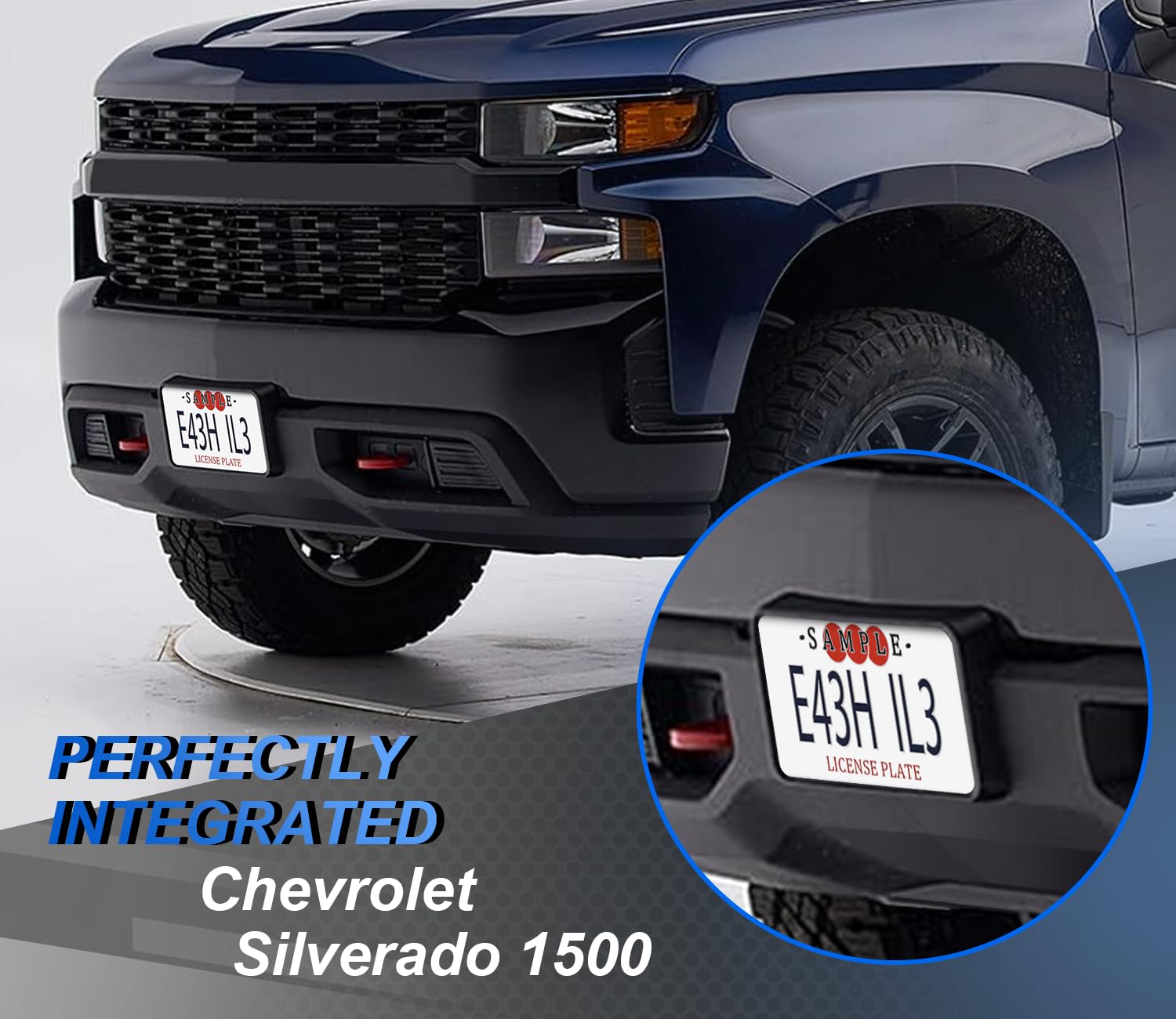 GZSH Front License Plate Frame for Chevy Silverado 1500 (2019-2022) - Plastic, OE Replacement, Perfect Fit, Model GZSH-2206