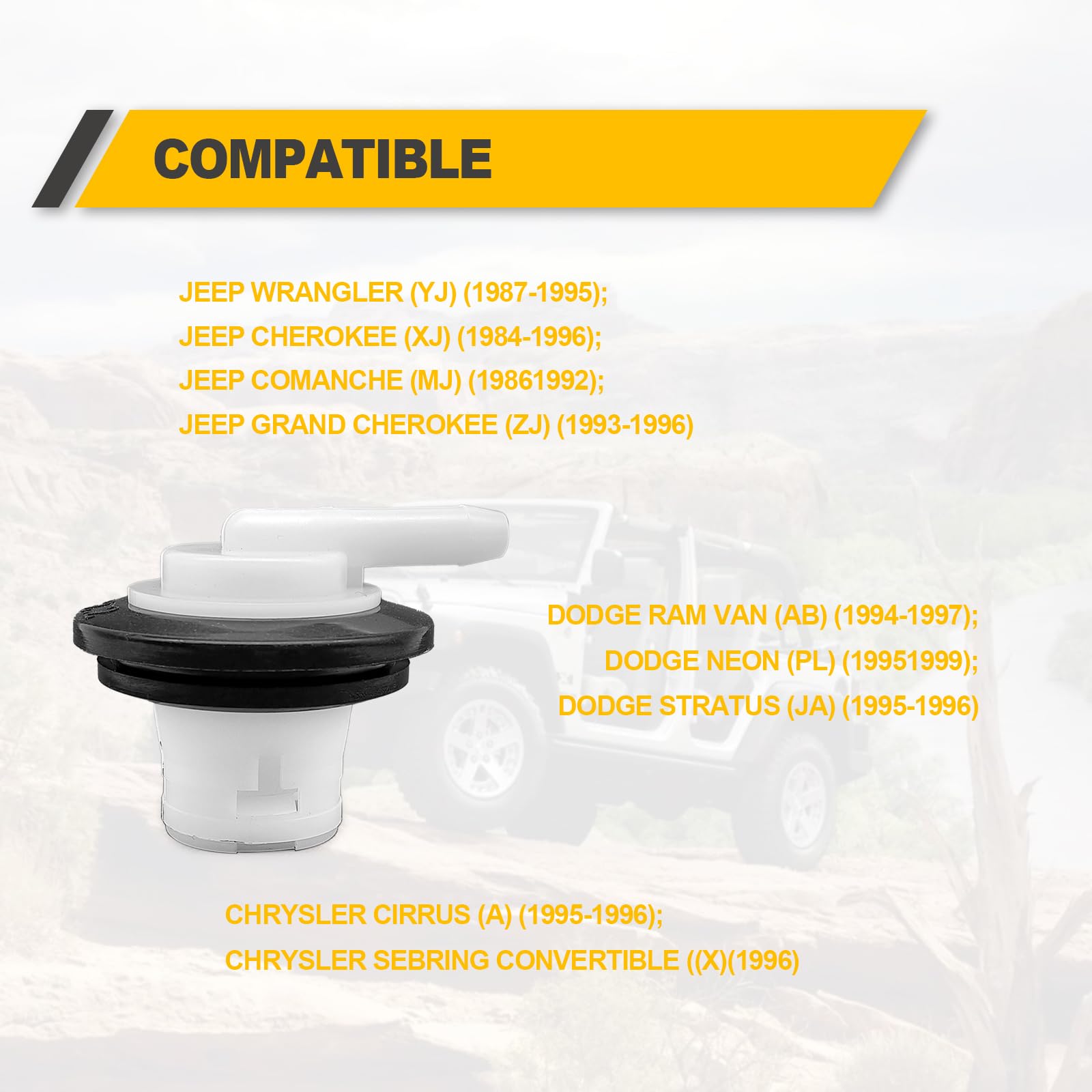 KEVWR 911060 Fuel Tank Vent Valve & Grommet Kit - No Leaks, Compatible with Jeep Wrangler, Cherokee, Dodge Ram, Chrysler Cirrus