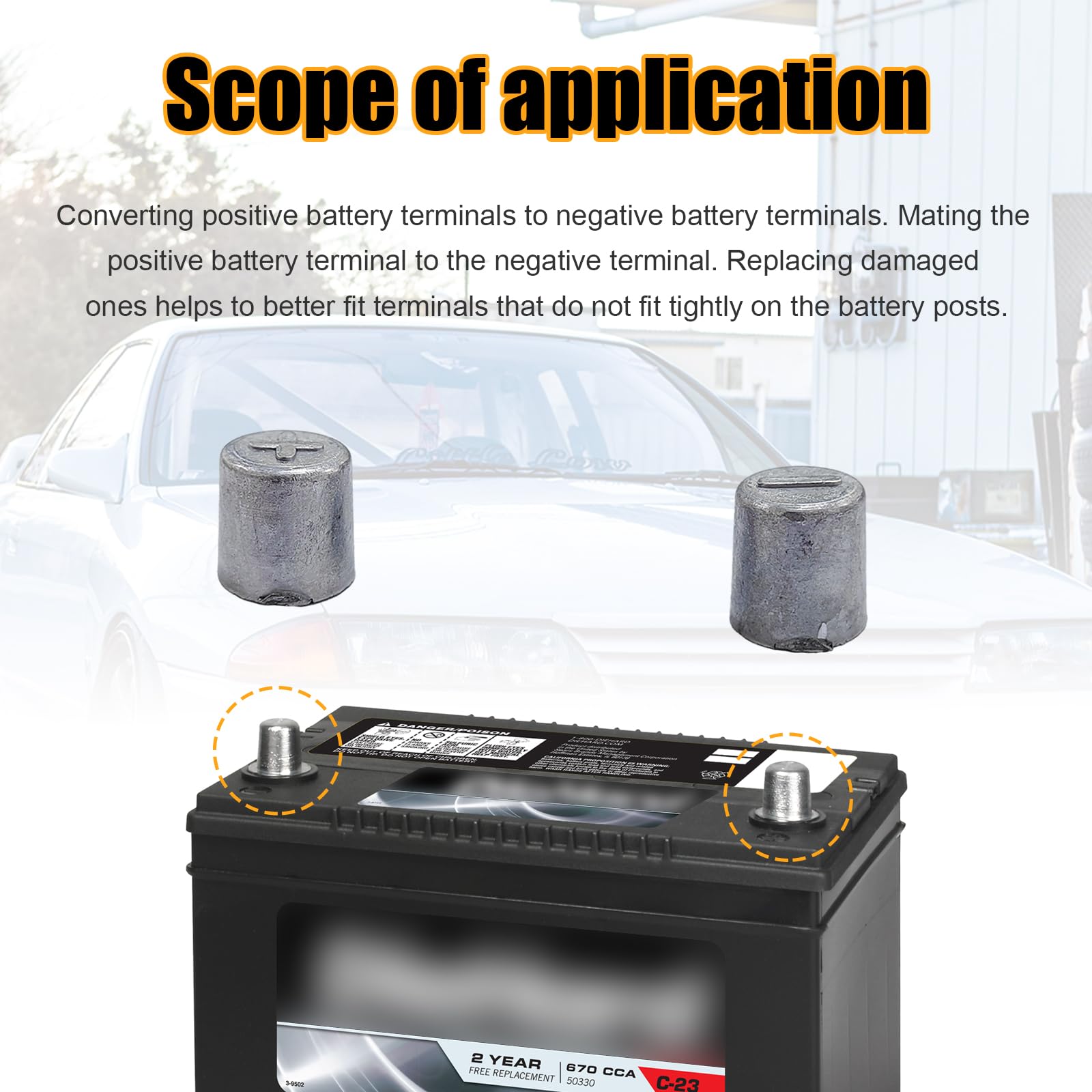 Ziciner 2 Pairs Battery Post Shims, Lead Alloy Car Battery Post Adapter for Positive or Negative Post, Automotive Battery Post S