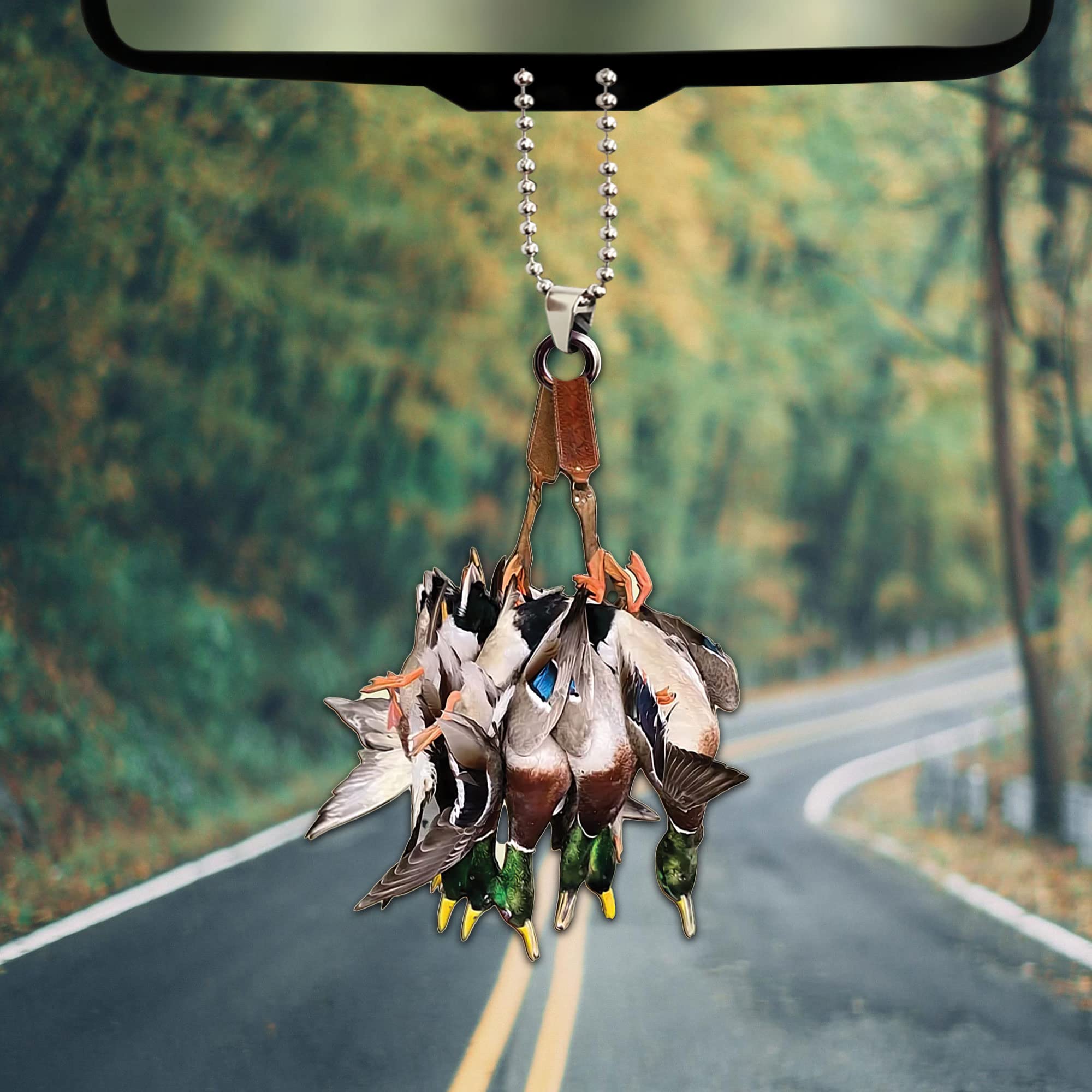Talataca Duck Hunting Rear View Mirror Ornament - Mica Plastic Christmas Tree Decoration, Hanging Charm, Interior Pendant Decor