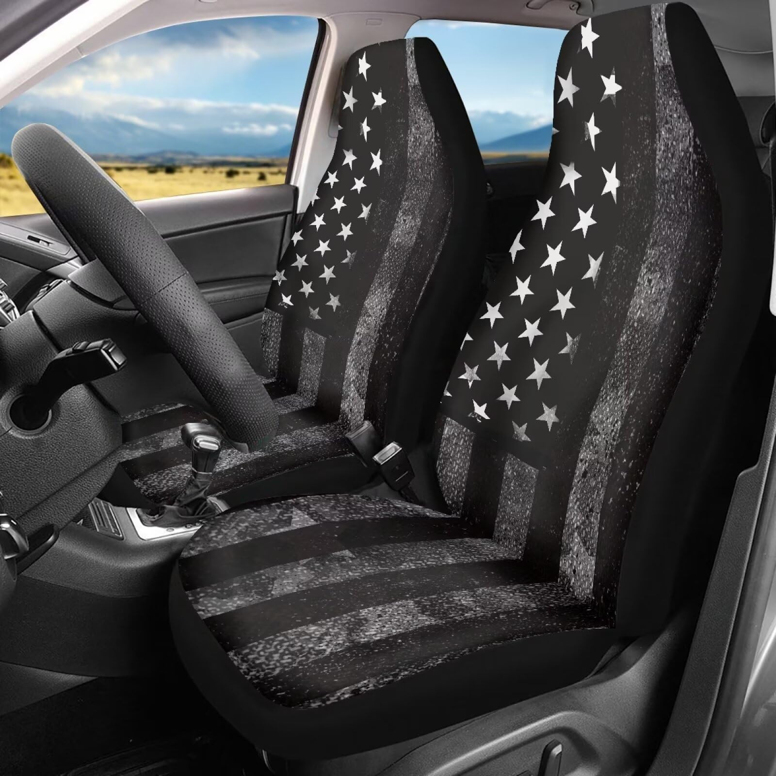 Whosucclay Black Polyester Car Seat Cover for Universal Vehicles, Car Accessories, Front Seat Protection