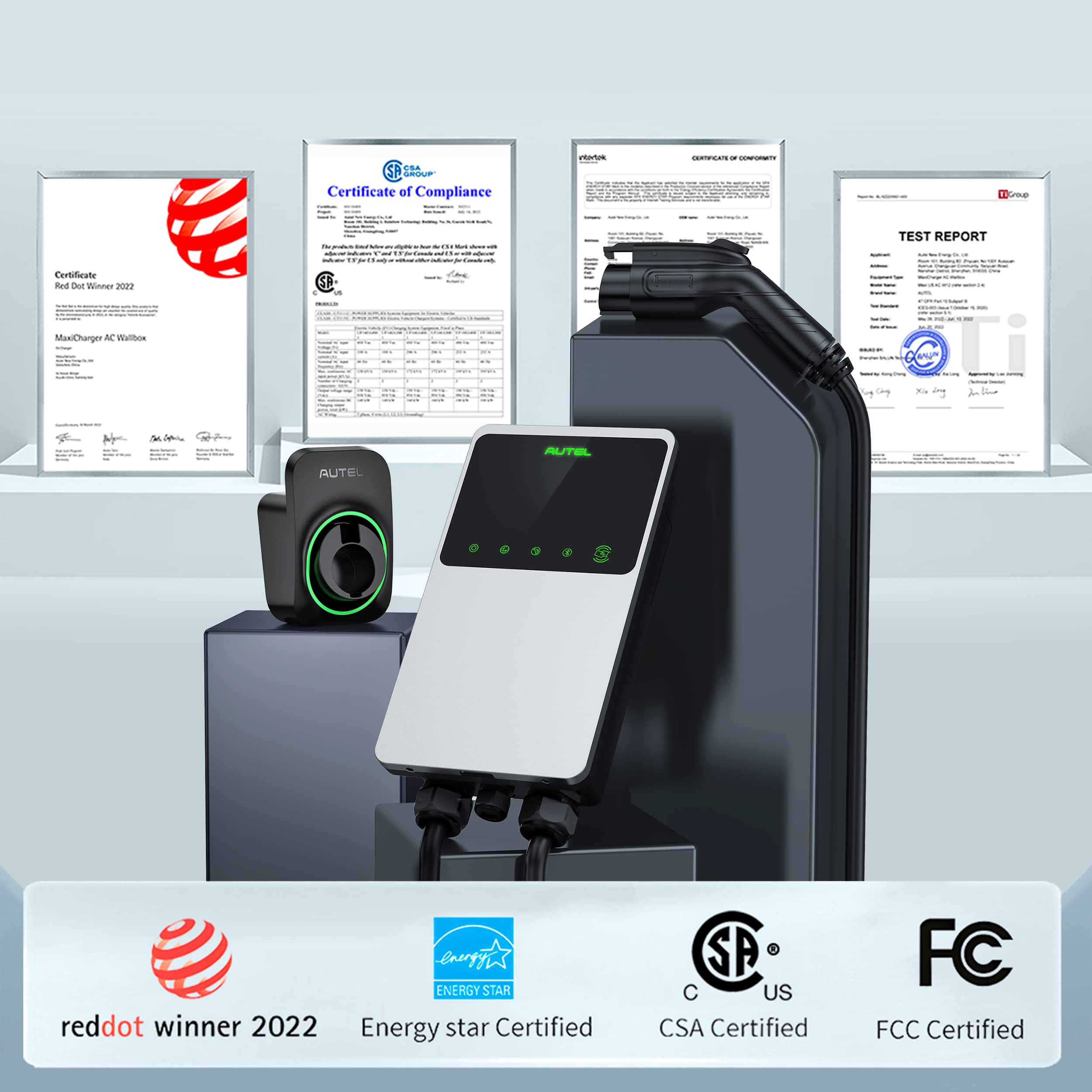 Autel MaxiCharger Home Electric Vehicle (EV) Charger, up to 40 Amp, 240V, Level 2 WiFi and Bluetooth Enabled EVSE, NEMA 14-50 Pl