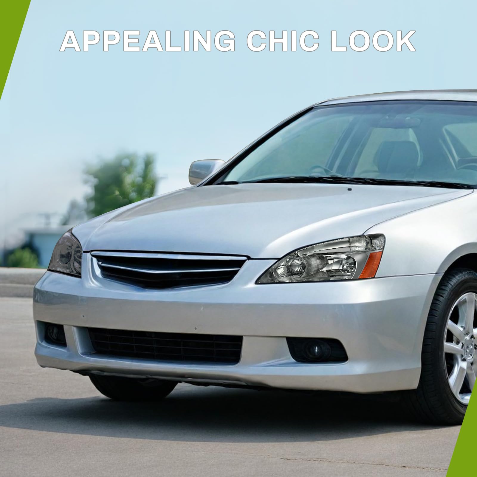 Autosaver88 Headlights Assembly Compatible With 2003-2007 Honda Accord Coupe Sedan Replacement Chrome Housing Smoke Lens Amber R