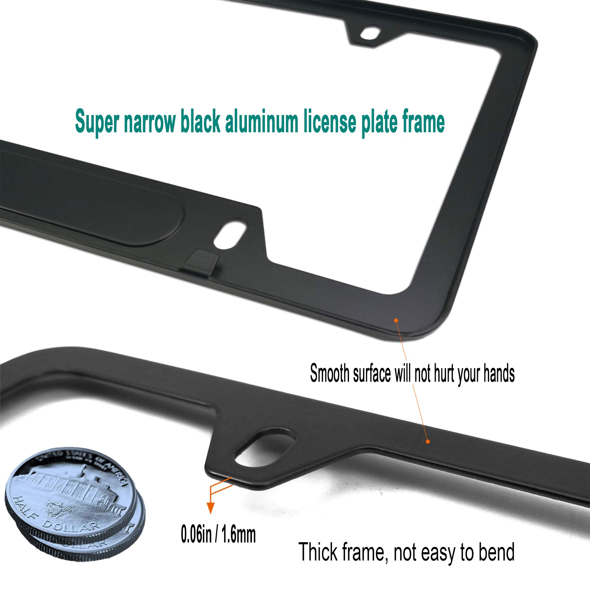 Aootf Police Thin Blue Line License Plate Frames- 2 Pack American Flag Matte Black Aluminum Patriotic Car Tag Cover Holder With