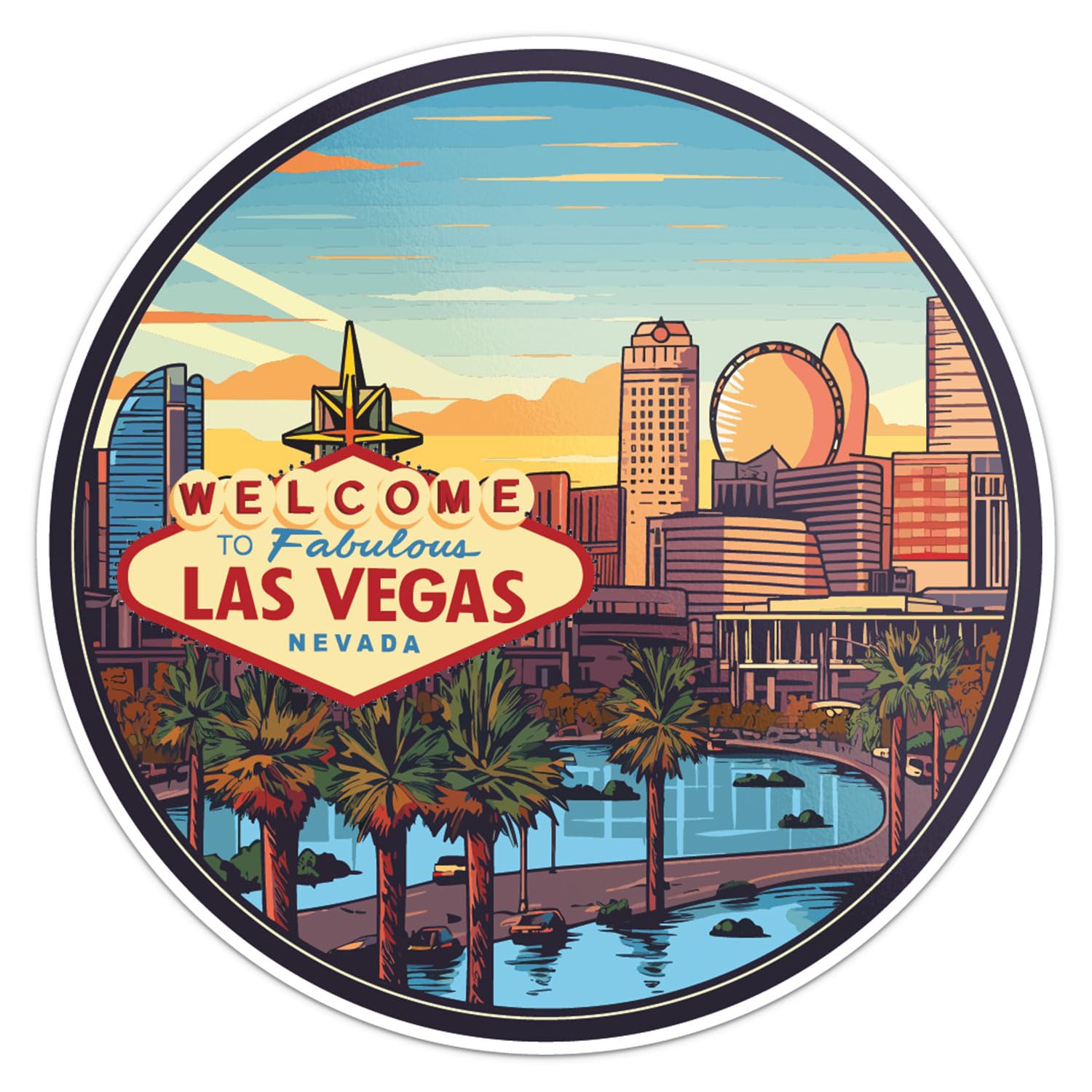 Las Vegas City Sticker - Waterproof Vinyl Decal for Car Bumper, Laptop, Water Bottle, Wall, and Window, Size - 3'' Longer Side