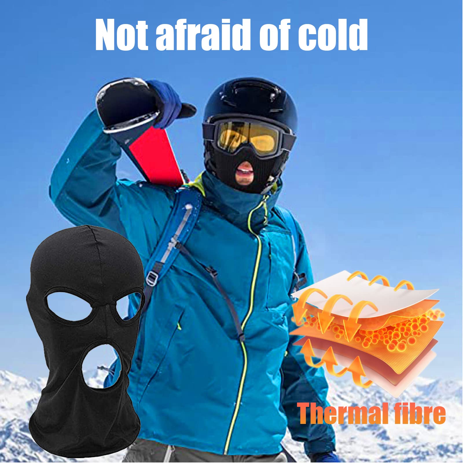 3 Holes Balaclava Ski Mask, Thin Three Holes Full Face Mask for Motorcycle Bike Hunting Cycling Cap Ski (US, Alpha, One Size, 2