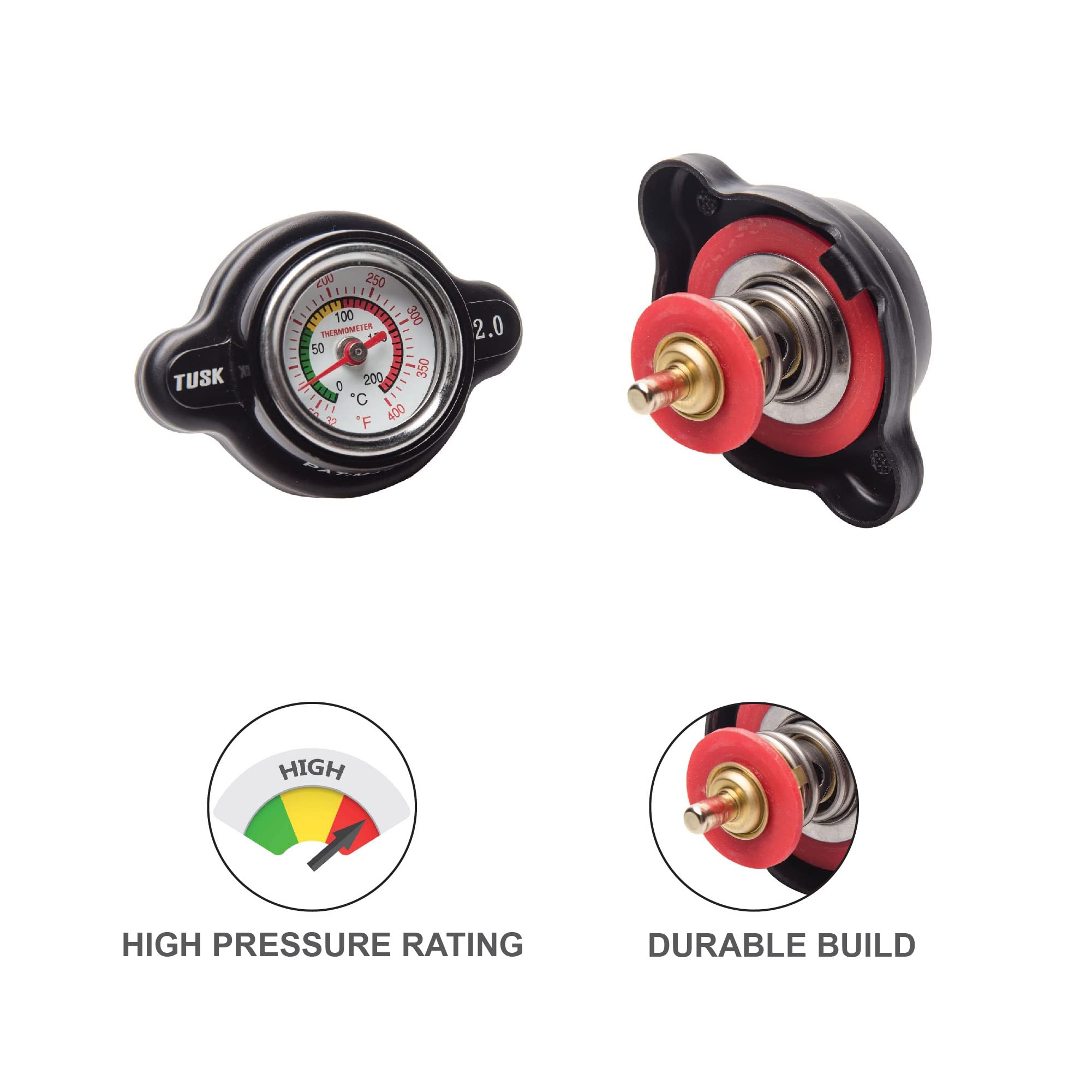 Tusk High Pressure Radiator Cap With Temperature Gauge 2.0 Bar - Fits: Ktm 400 Exc 4 Stroke 2000-2007