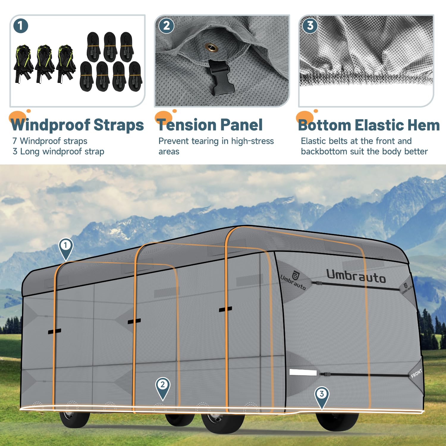 Umbrauto Class A Rv Cover Fits 37-40Ft Motorhome Upgraded Heavy Duty 7 Layers Top Windproof Breathable Class A Motorhome Camper