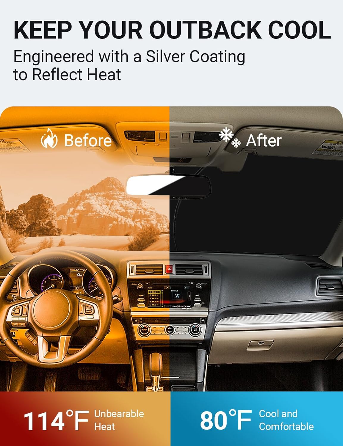 Proadsy 2025 Upgrade Windshield Sun Shade Custom Fit Subaru Outback 2015-2019 4-Layer Foldable Front Sunshade Protector Sun Viso