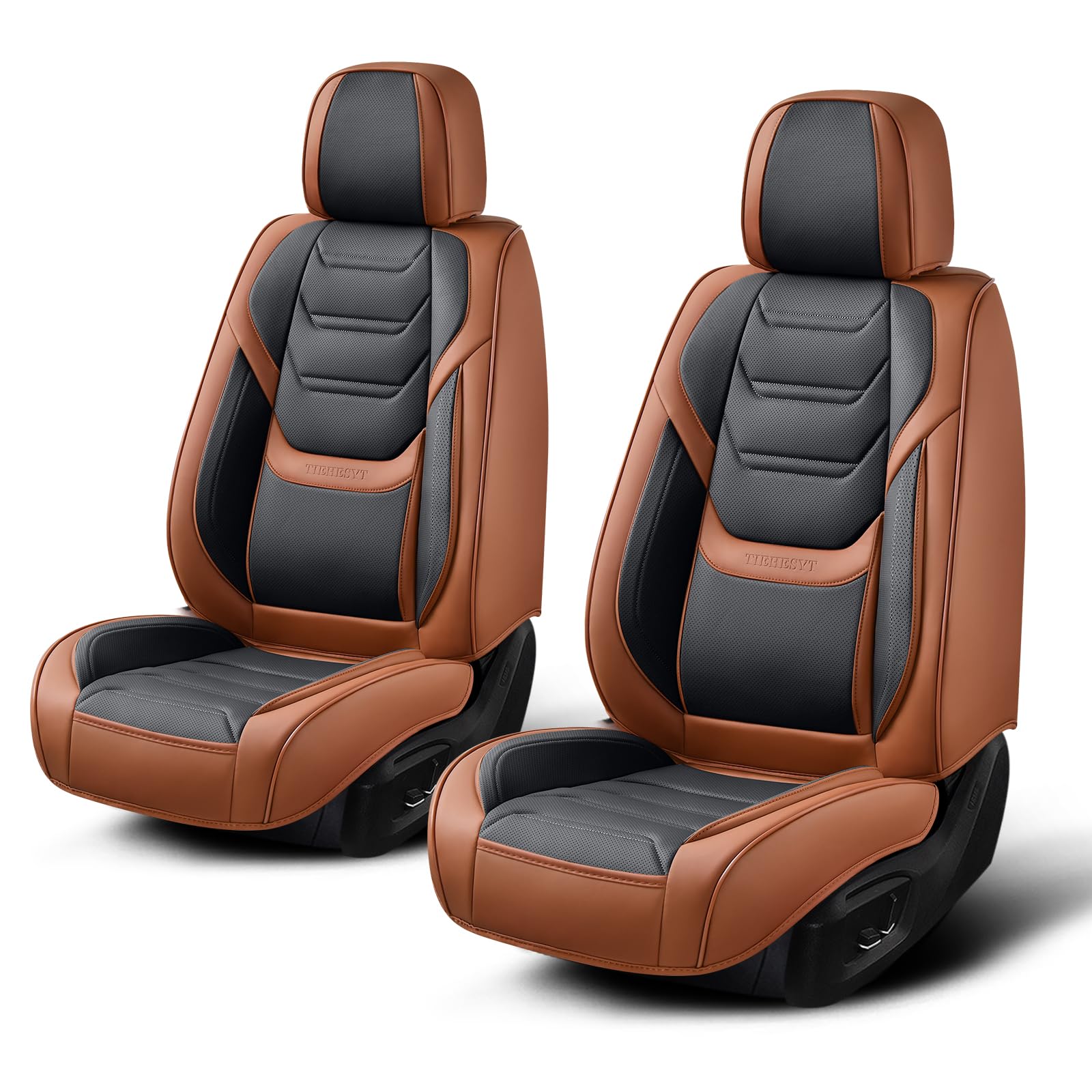 Tiehesyt Leather Car Seat Covers Full Set With Lumbar Support, Waterproof Car Seat Cover, Universal Seat Covers For Cars, Trucks
