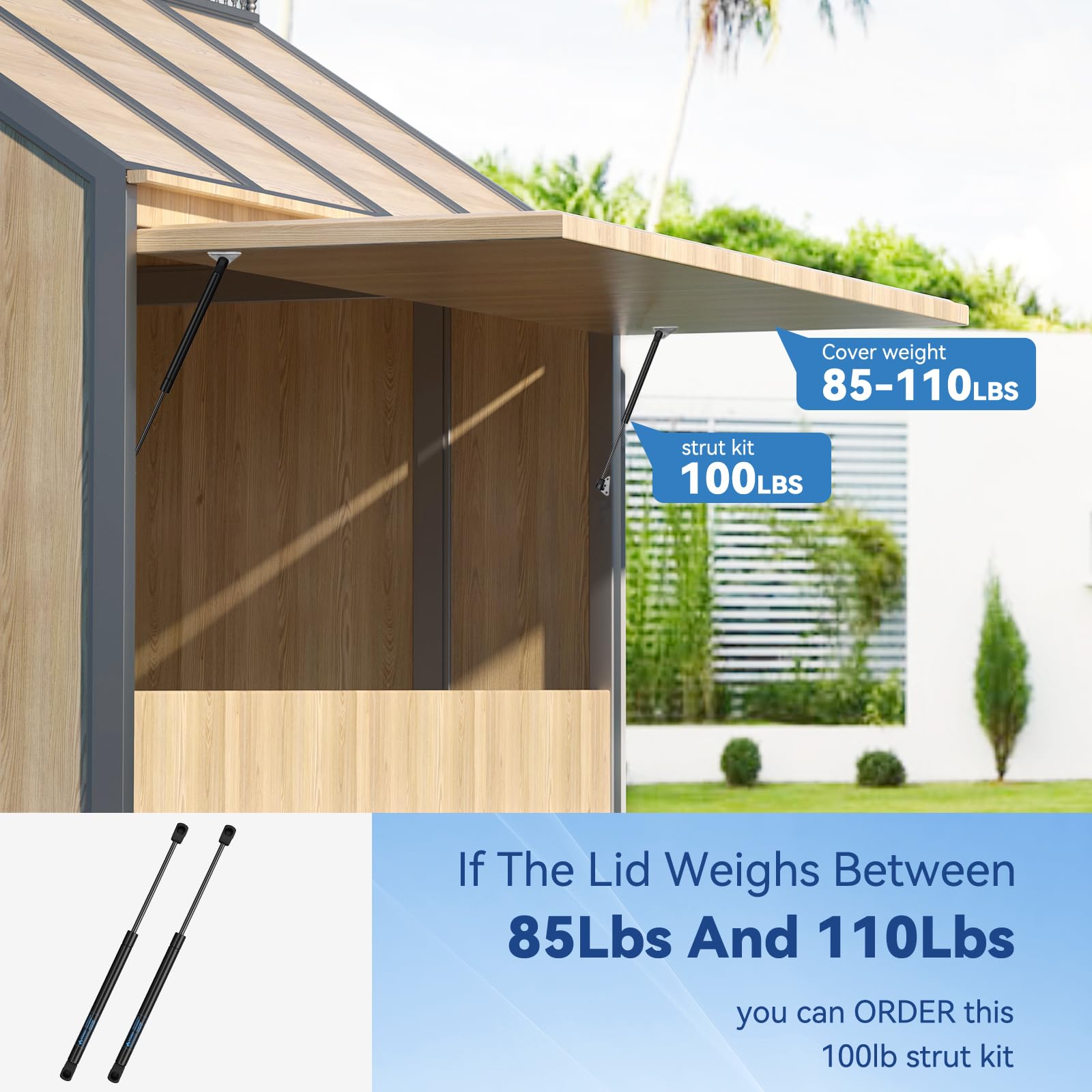 C1608054 20' Gas Prop Spring Strut 20 Inch 100 Lb Per Shock C16-08054 For Camper Shell Rv Bed Tonneau Cover Storage Box Basement Door Floor Hatch Window Lift Struts (Applicable Lid Weight 85-110Lbs)