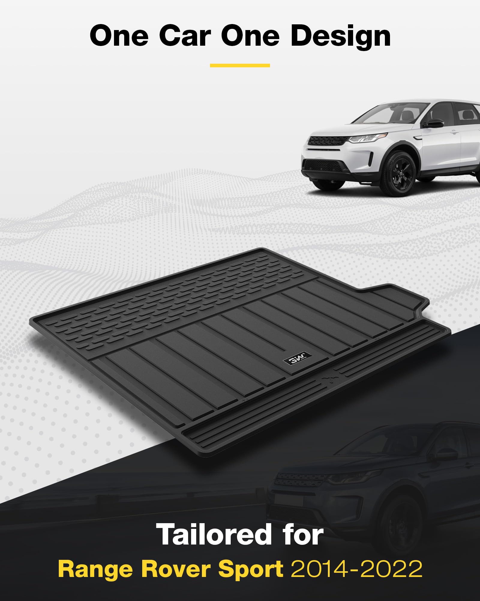 3W Cargo Liner Fit For Range Rover Sport 2014-2022,Tpe All Weather Custom Fit Trunk Mat For Range Rover Sport Full Set Car Mats,