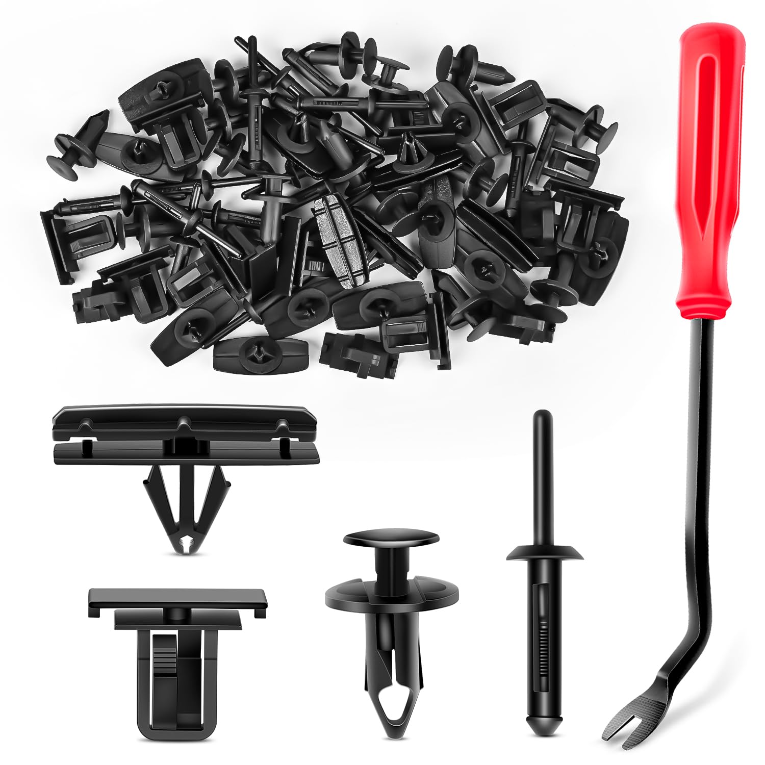 GOOACC 60PCS Fender Flare Rocker Moulding Clip Assortment 68039280-AA, 55156429-AA, 6503598,6501559 Replacement for Jeep Wrangle