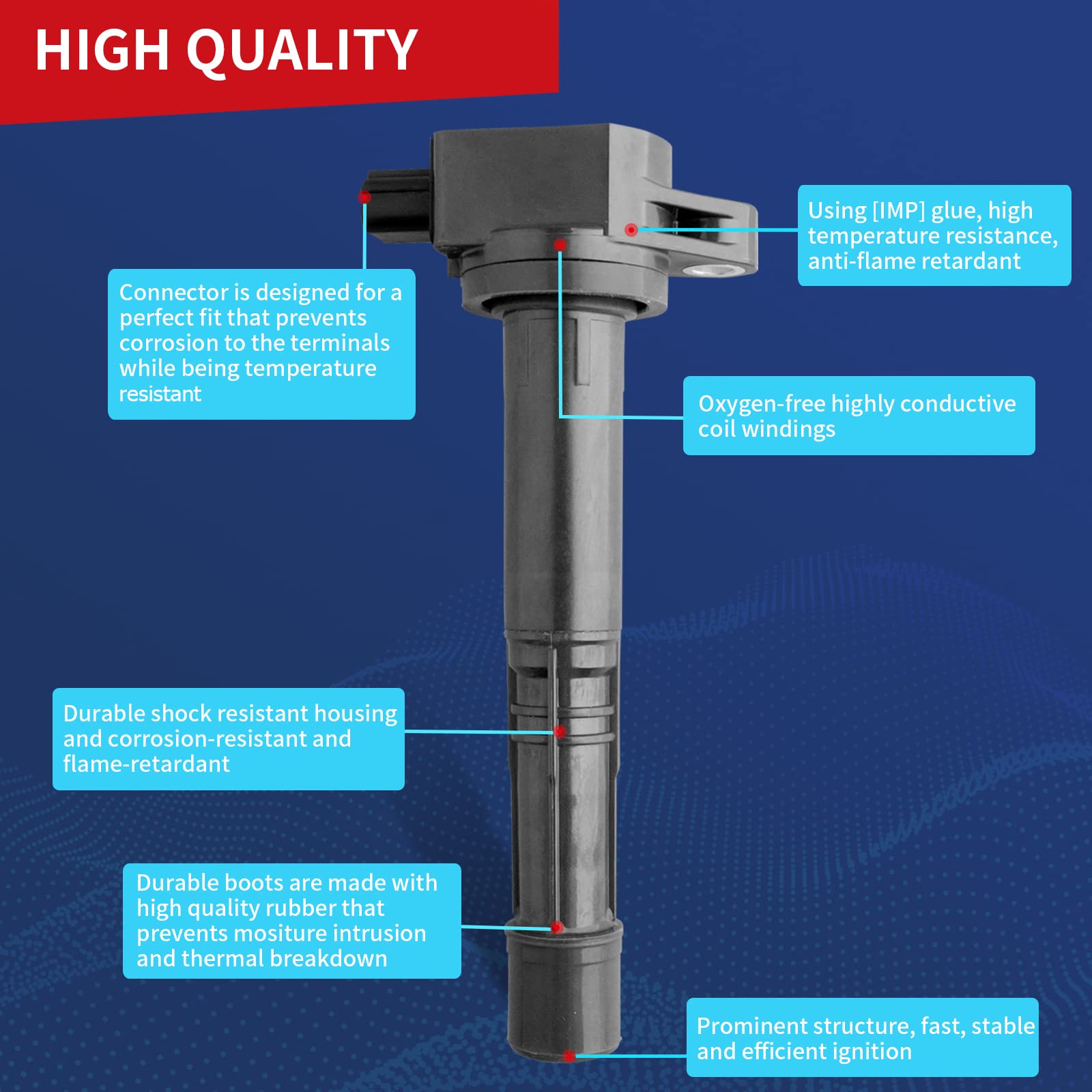 Drcax Oem Ignition Coil Uf602 C1662 30520-R40-007 5C1719 Compatible With Honda Acura Accord Civic Cr-V Crosstour Ilx - 2.4L L4 E