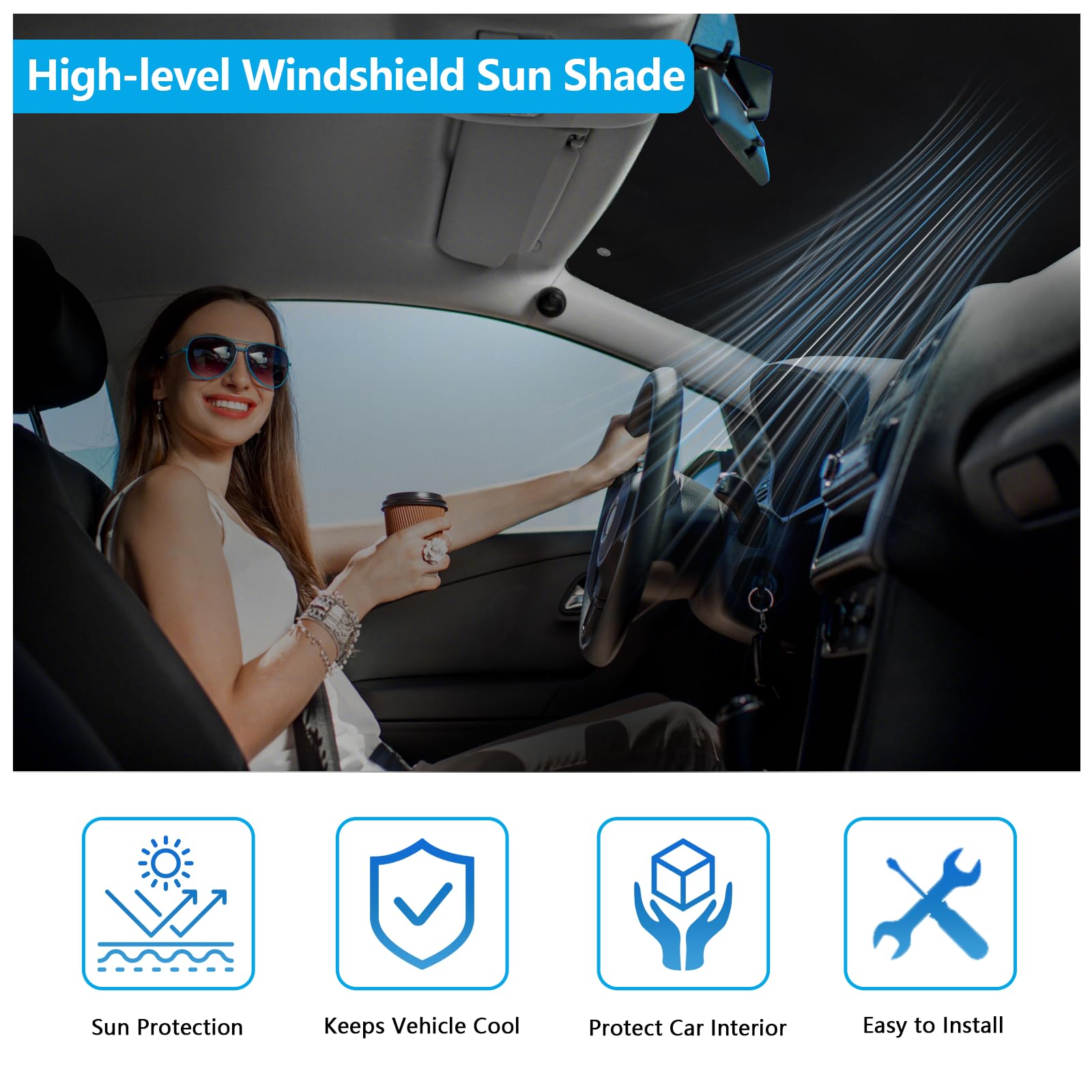 Big Hippo Windshield Sun Shade, Car Window Shade As Bonus Keep Vehicle Cool Windshield Sunshade Protect Your Car From Sun Heat &
