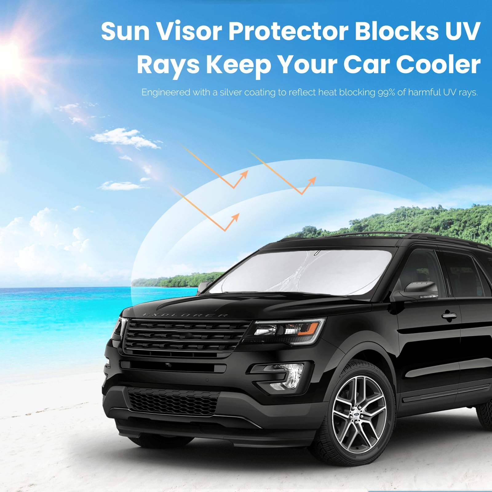 Sunshade For Explorer Windshield Sun Shade For 2019 2018-2011 Ford Explorer Suv, St Xlt, Limited, Platinum Accessories Foldable