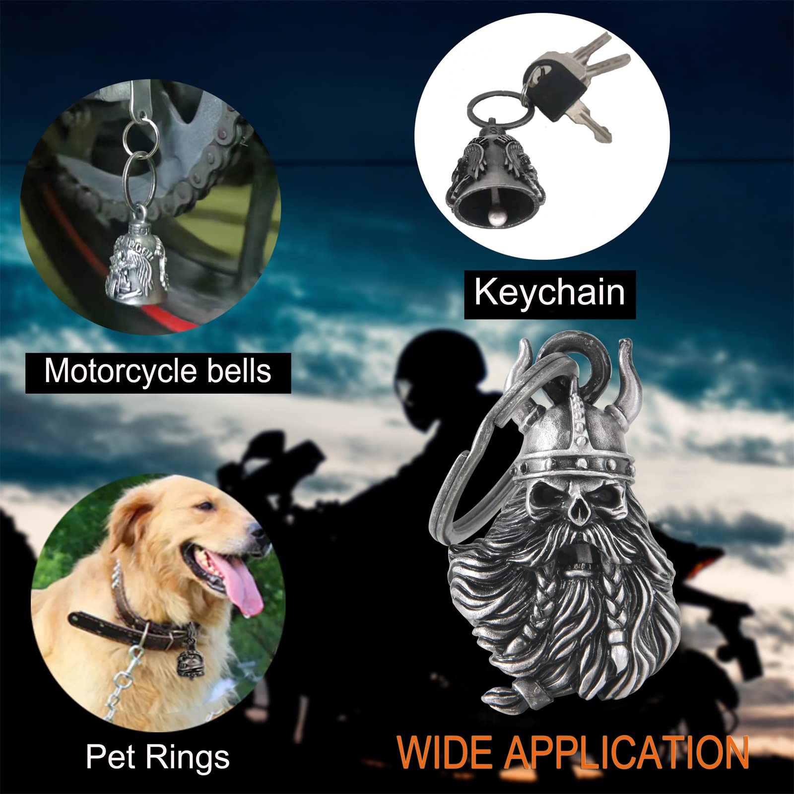 Dream Apparel Motorcycle Bells For Bikers,3D Rider Bells With Hanger Biker Bells Key Chain For Luck