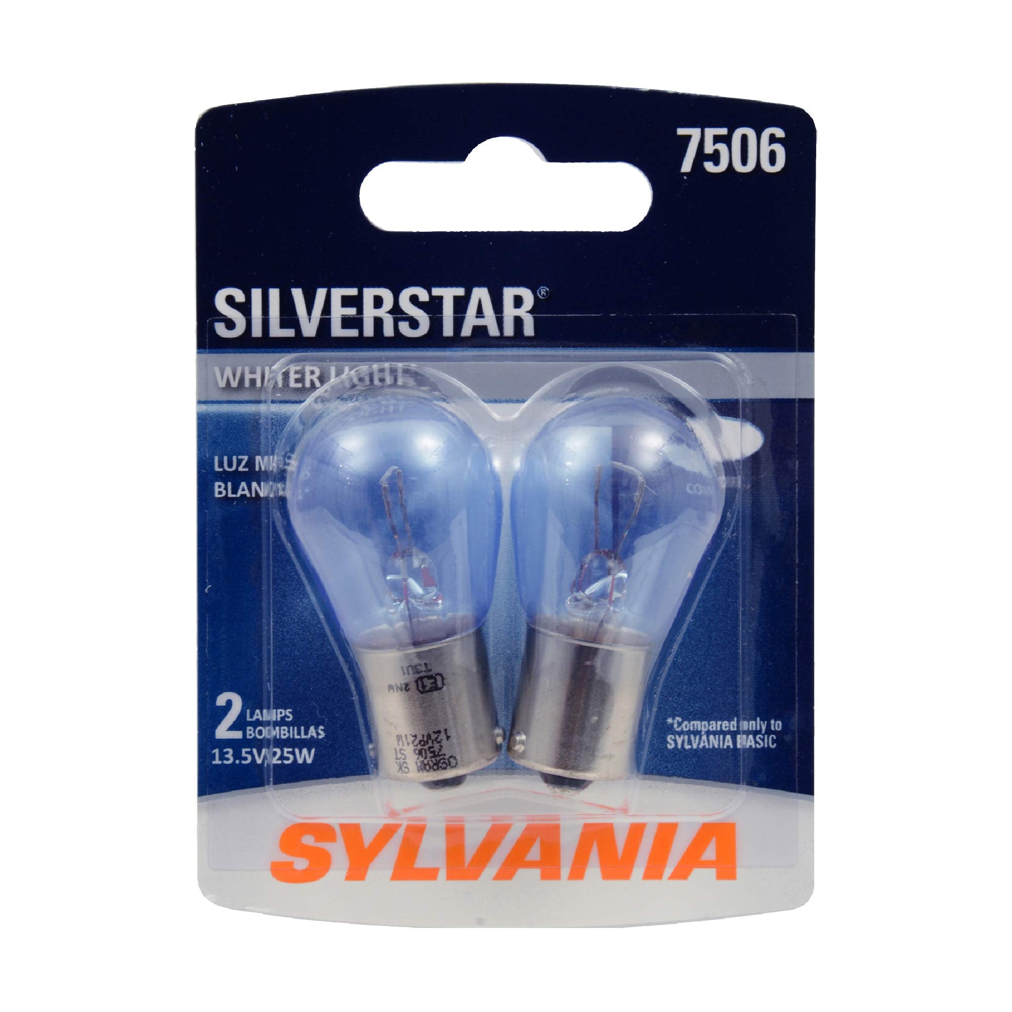 Sylvania - 7506 Silverstar Mini Bulb - Brighter And Whiter Light, Ideal For Daytime Running Lights (Drl) And Back-Up/Reverse Lig