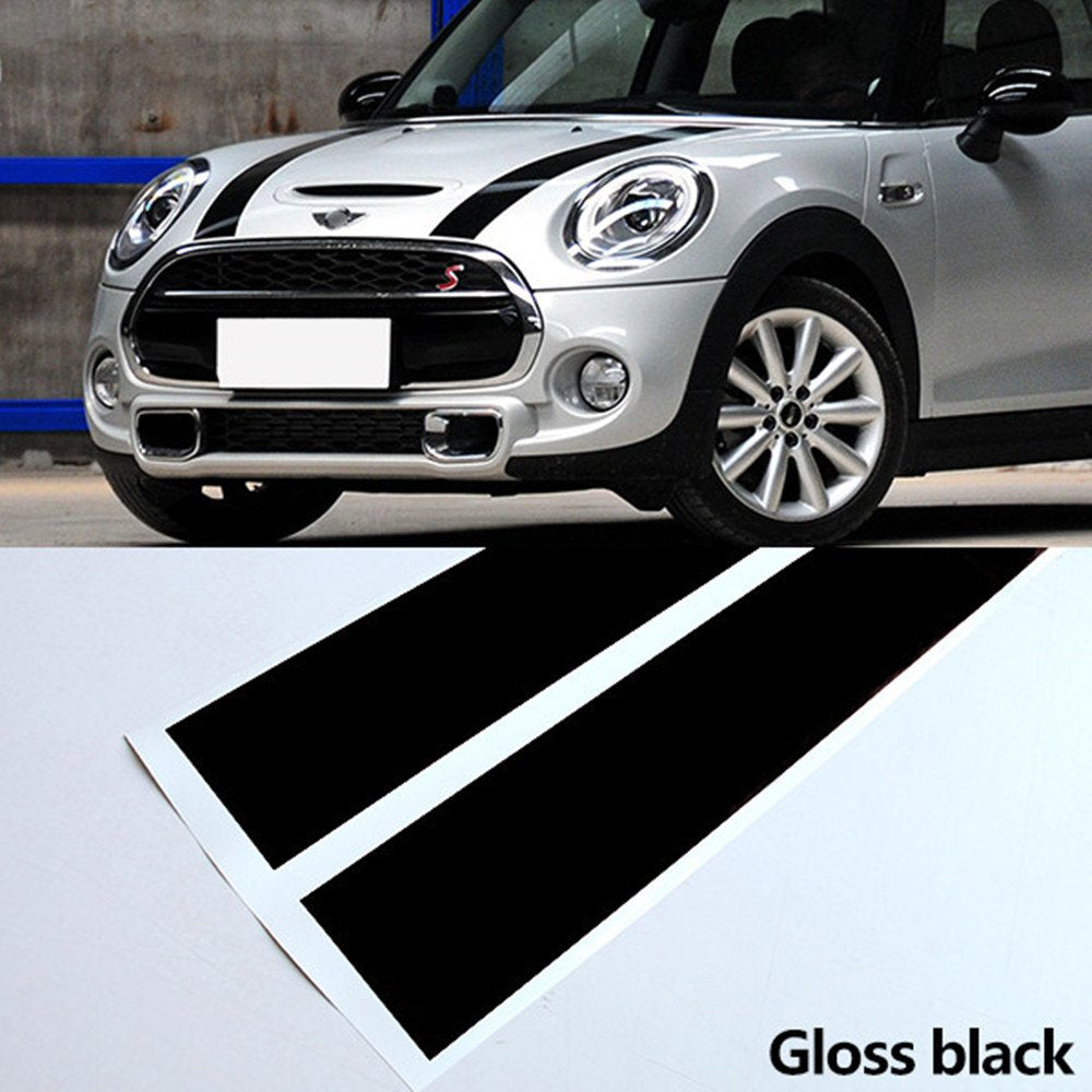 Car Hood Trunk Engine Cover Rear Vinyl Decal Bonnet Stripe Stickers For Mini Cooper F55 2015 2016 F56 2014-2016 (Gloss Black)