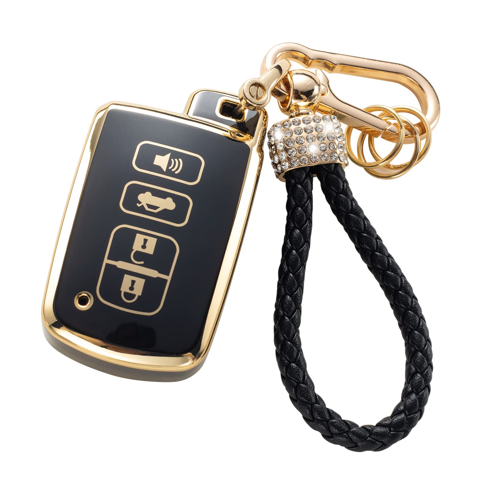 Gematay For Toyota Key Fob Cover With Lanyard, Key Case Shell Compatible With Toyota Avalon Camry Corolla Rav4 Sequoia Highlande