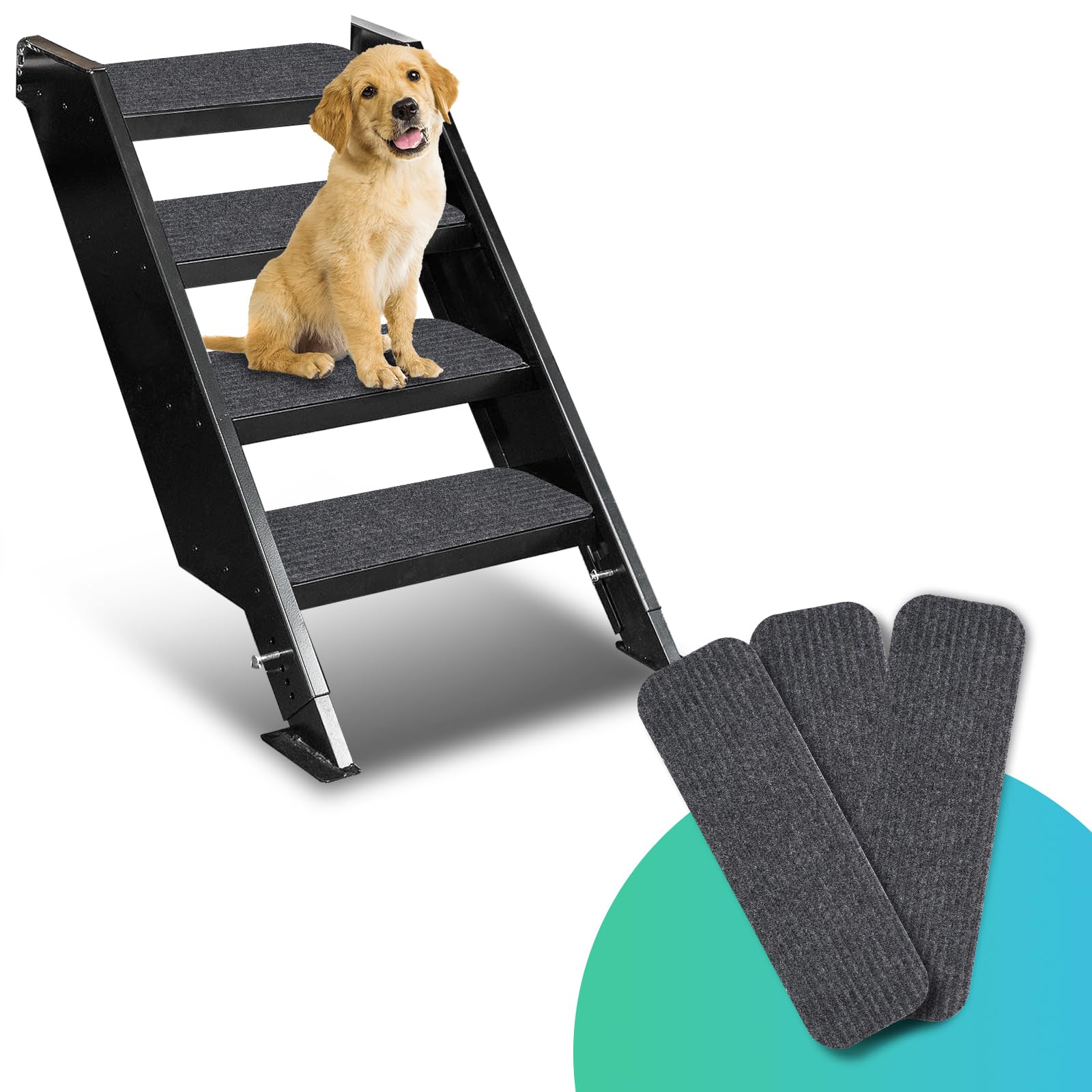 ESUDNT RV Step Covers Rug 3 Pack Stair Covers Carpets for Mobile Home, Camper, 24 inch Wide (24   *7.5   , Black)