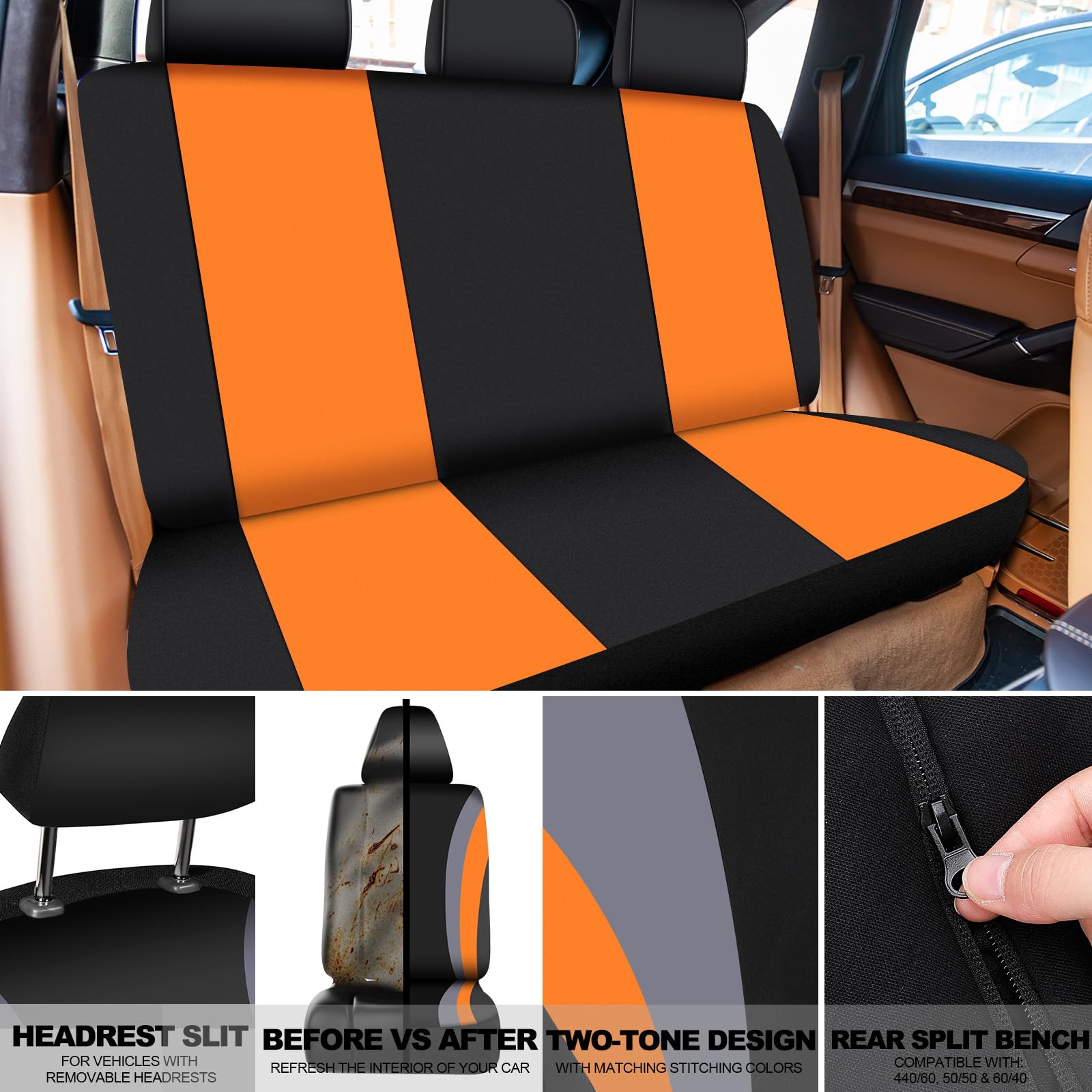 Fabbay 21 Pcs Car Seat Covers Full Set Car Floor Mats Steering Wheel Cover Armrest Seat Belt Pad Seatbelt Cup Mats Emblem Ring S