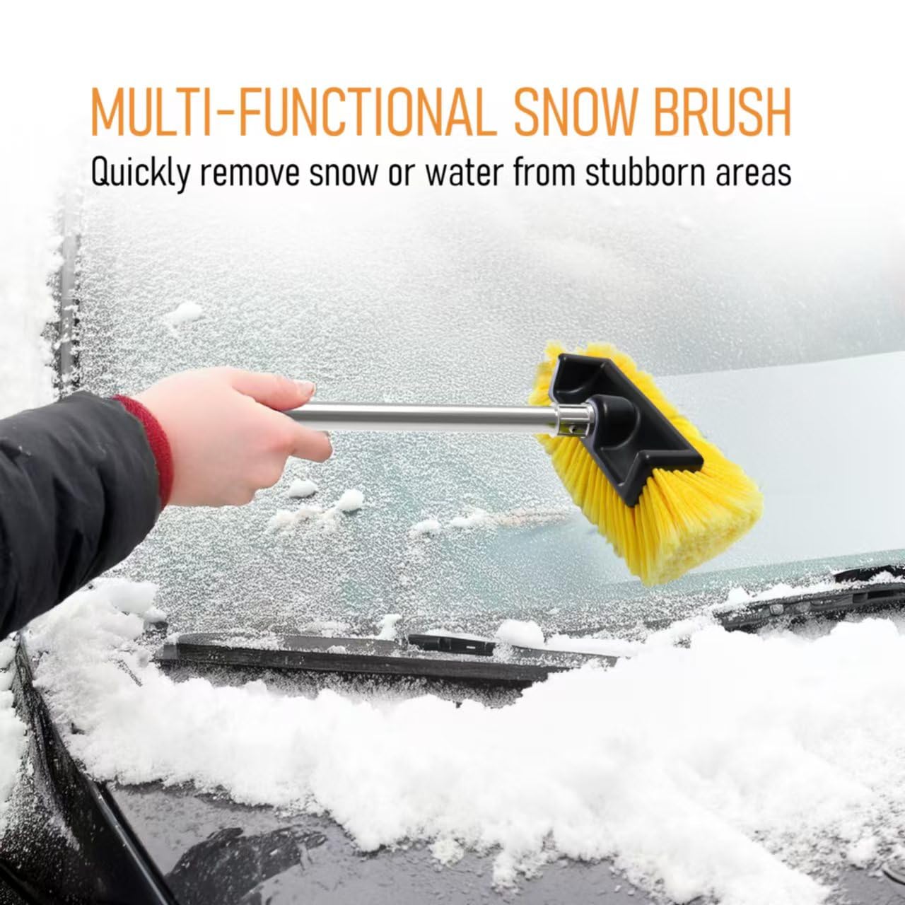 Yuloosi Car Wash Brush With 56'' Long Handle | Car Wash 12'' Dip Soft Five-Sided Brush | No Scratch Soft Bristle Brush For Car,
