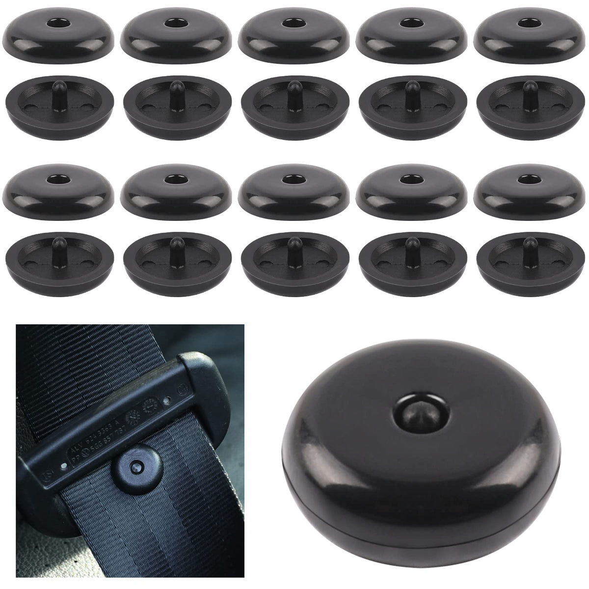 10 Sets Universal Fit Seatbelt Stopper Kit, Seat Belt Button Stop Plastic Seatbelt Buckle Stopper Button Prevent Seatbelt Clip F