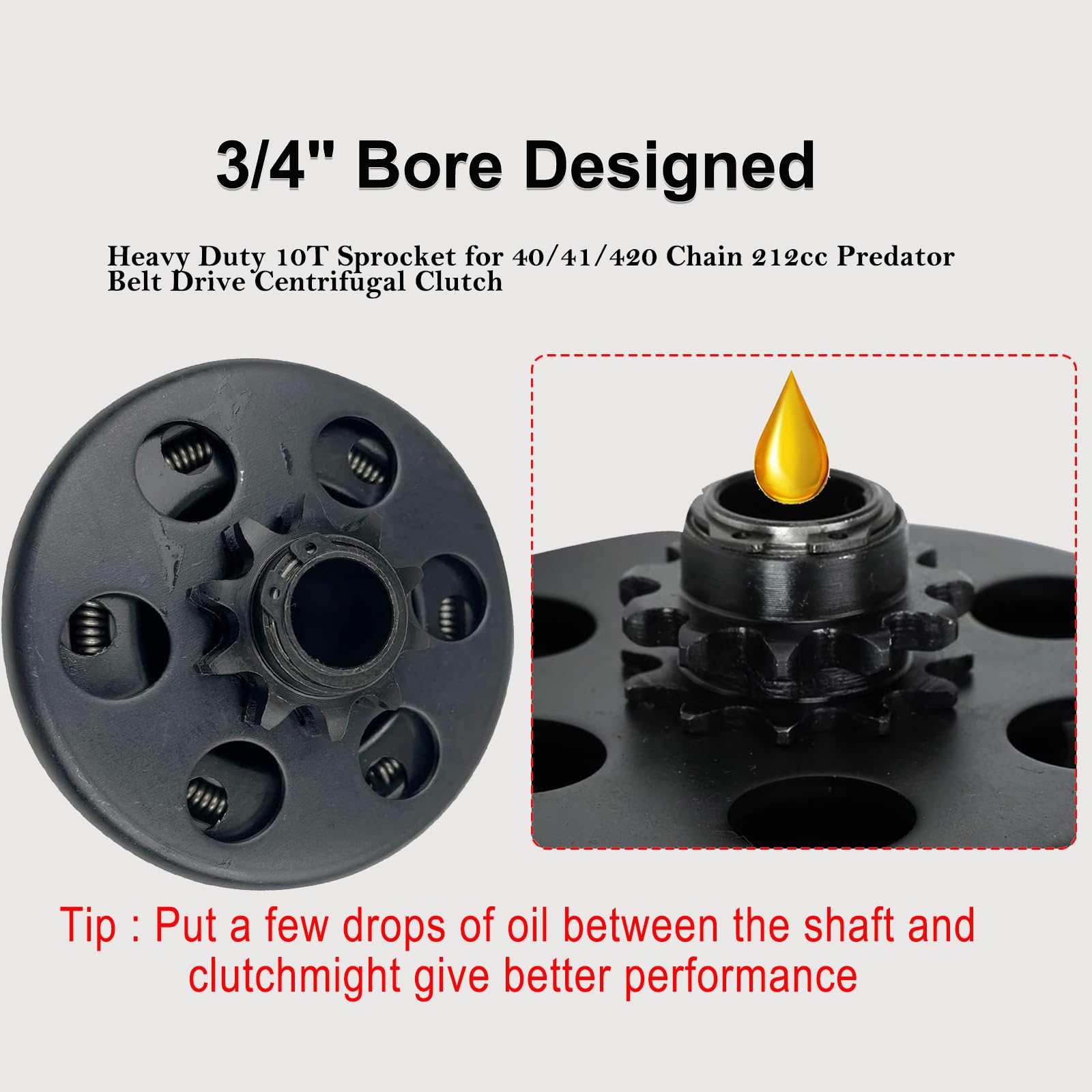 Centrifugal Clutch 3/4 Shaft And 10 Tooth Fit For #40/41/420 Chain Sprocket For Go-Karts Mini Bike Lawnmower Engine 6.5Hp