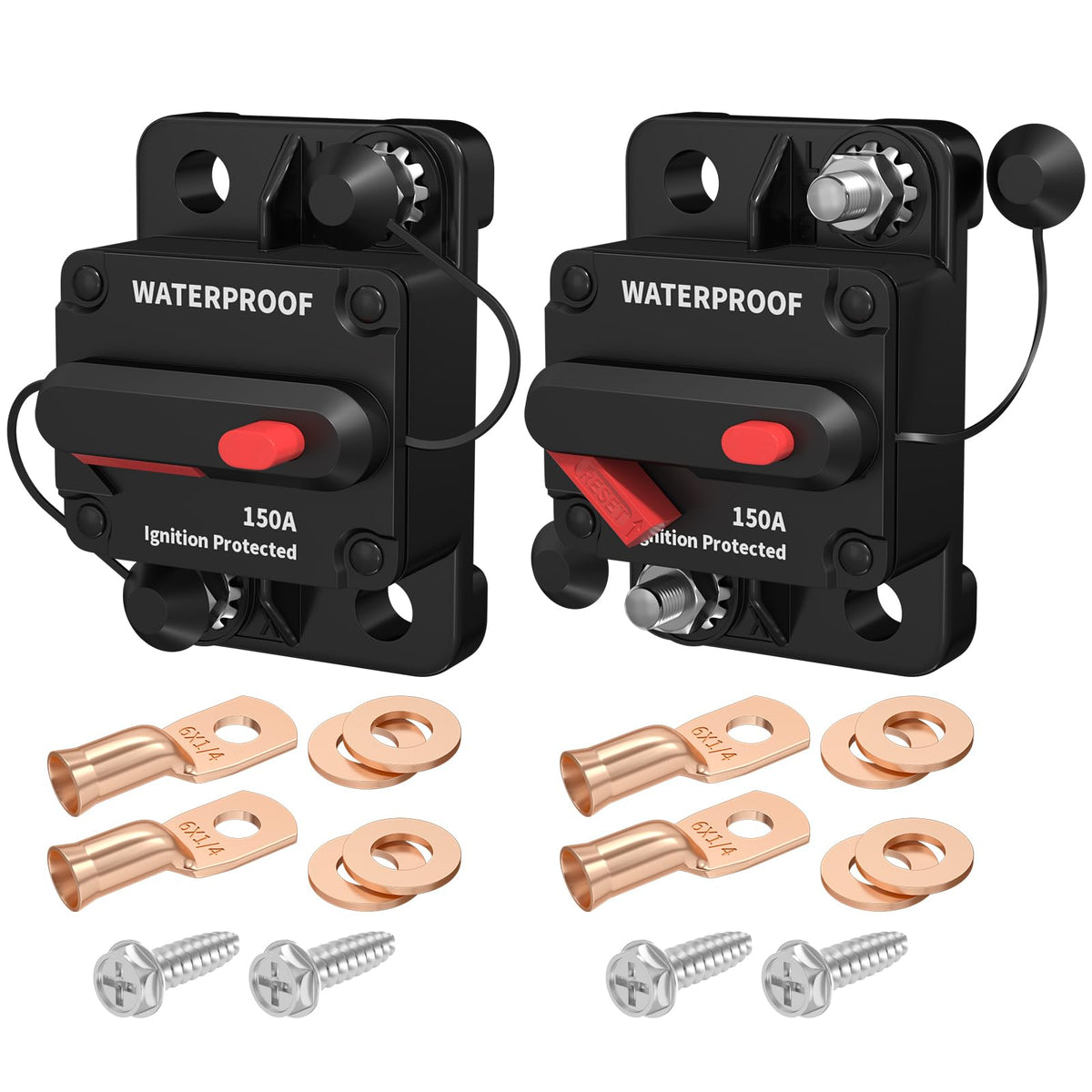 Daiertek 150 Amp Circuit Breakers 12V Marine Circuit Breaker 12 Volt Dc 150A Circuit Breaker Waterproof For Boat Auto Car Rv -2P