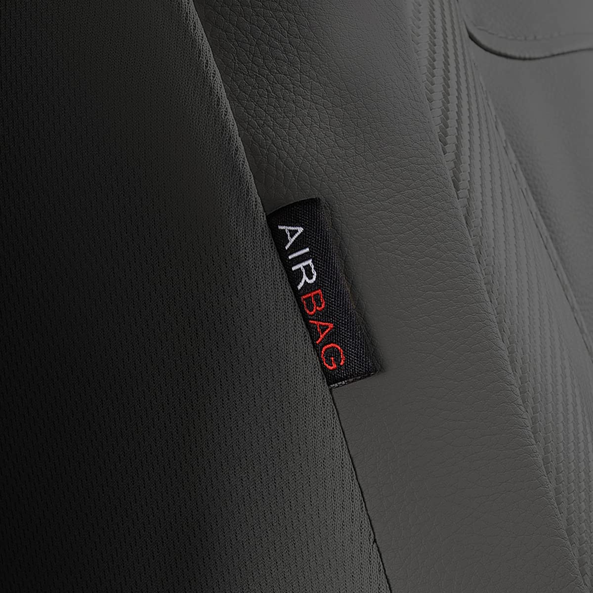 Flying Banner Car Seat Covers Protects Water Proof Faux Leather Carbon Fiber Fronts Gray Gray