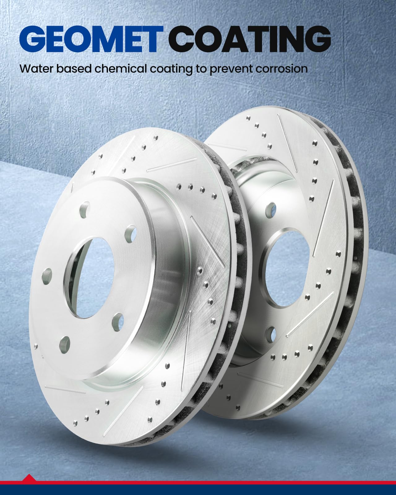 KAX Front Brake Kit, Drilled and Slotted Brake Rotors, Ceramic Brake Pads | Fits Ford F150 1997 1998 1999 2001 2002 2003, Automo