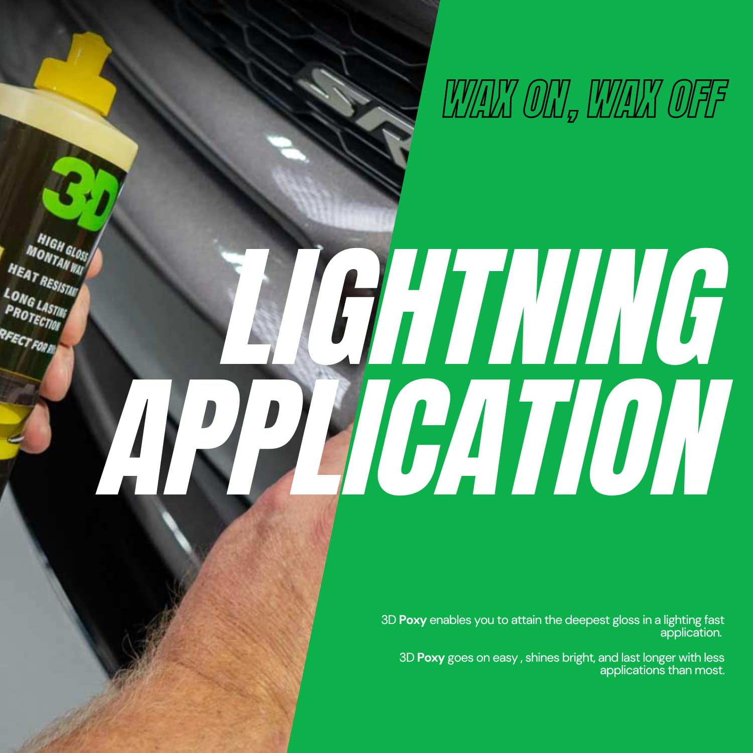 3D Poxy Montan Car Wax - 8Oz - High Gloss Car Wax Sealant With Long Lasting Protection - Non-Staining Auto Detailing Products - For Cars, Rvs, And Boats - Butter Silky Soft Feel, Deep Shine, Wet Look