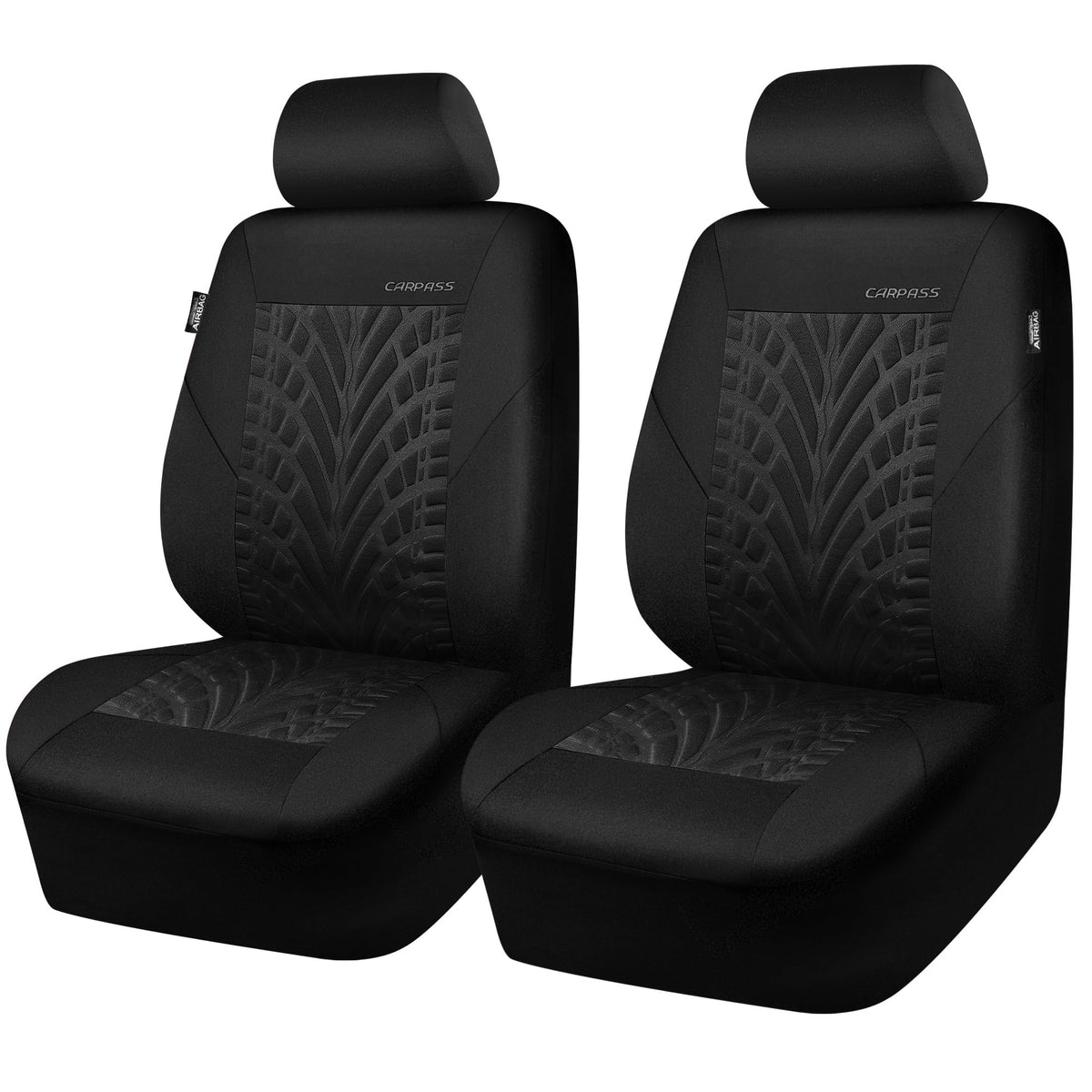 Car Pass Car Seat Covers Two Front Only For Car, 3D Tyre Print Automotive Interior Covers, Airbag Compatible, Quick Setup Univer
