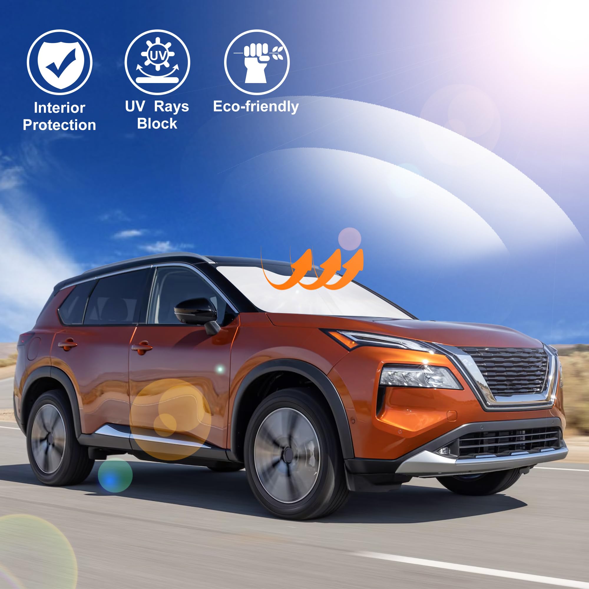 Windshield Sun Shade Fit For 2021 2022 2023 2024 2025 Nissan Rogue 3Rd Gen.Accessories(Not For Rogue Sport) Foldable Sunshade Sh