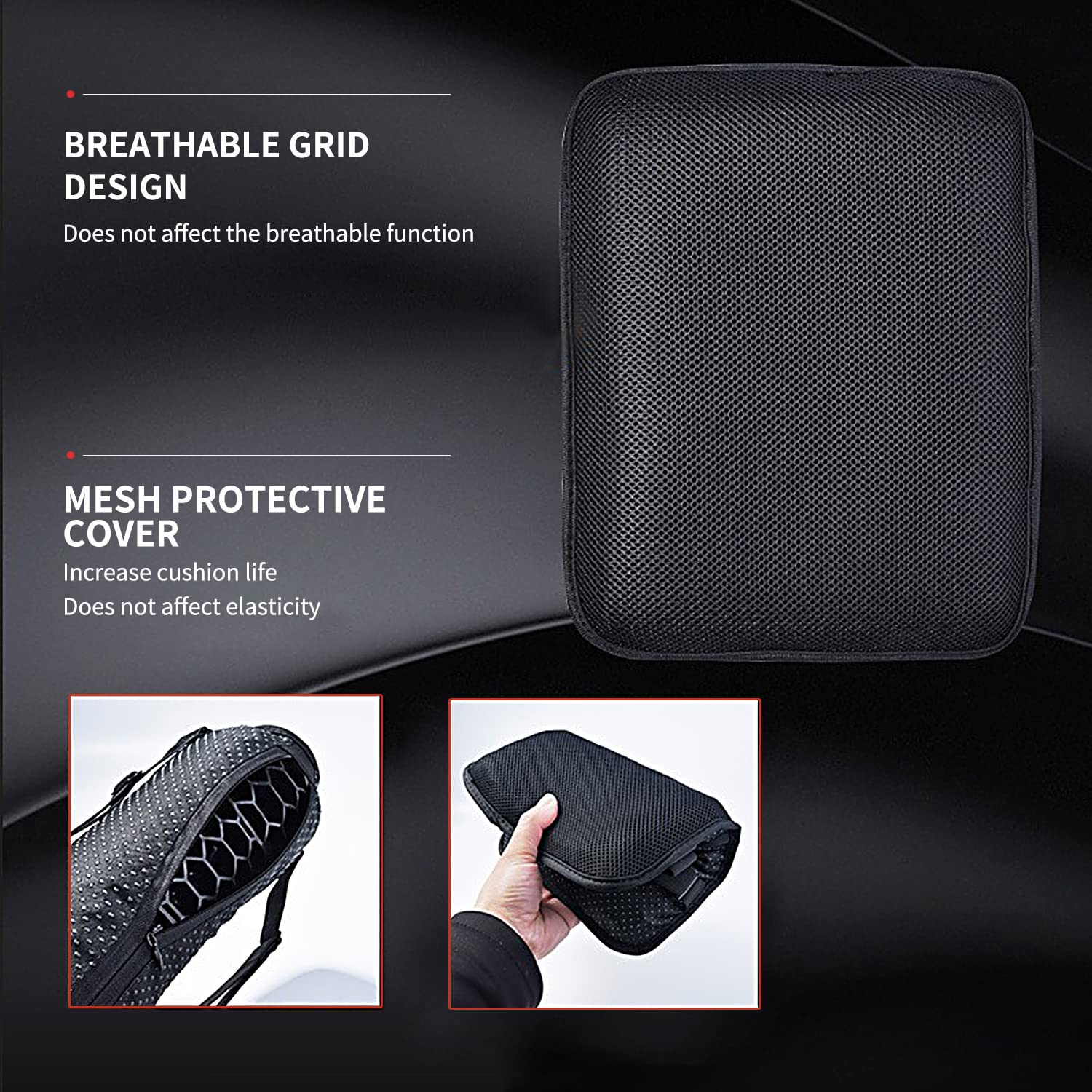 ELCYCO Motorcycle Gel Seat Cushion, Seat Cushion Available for Rear Passengers Honeycomb Structure Breathable Anti-Skid Shock Ab