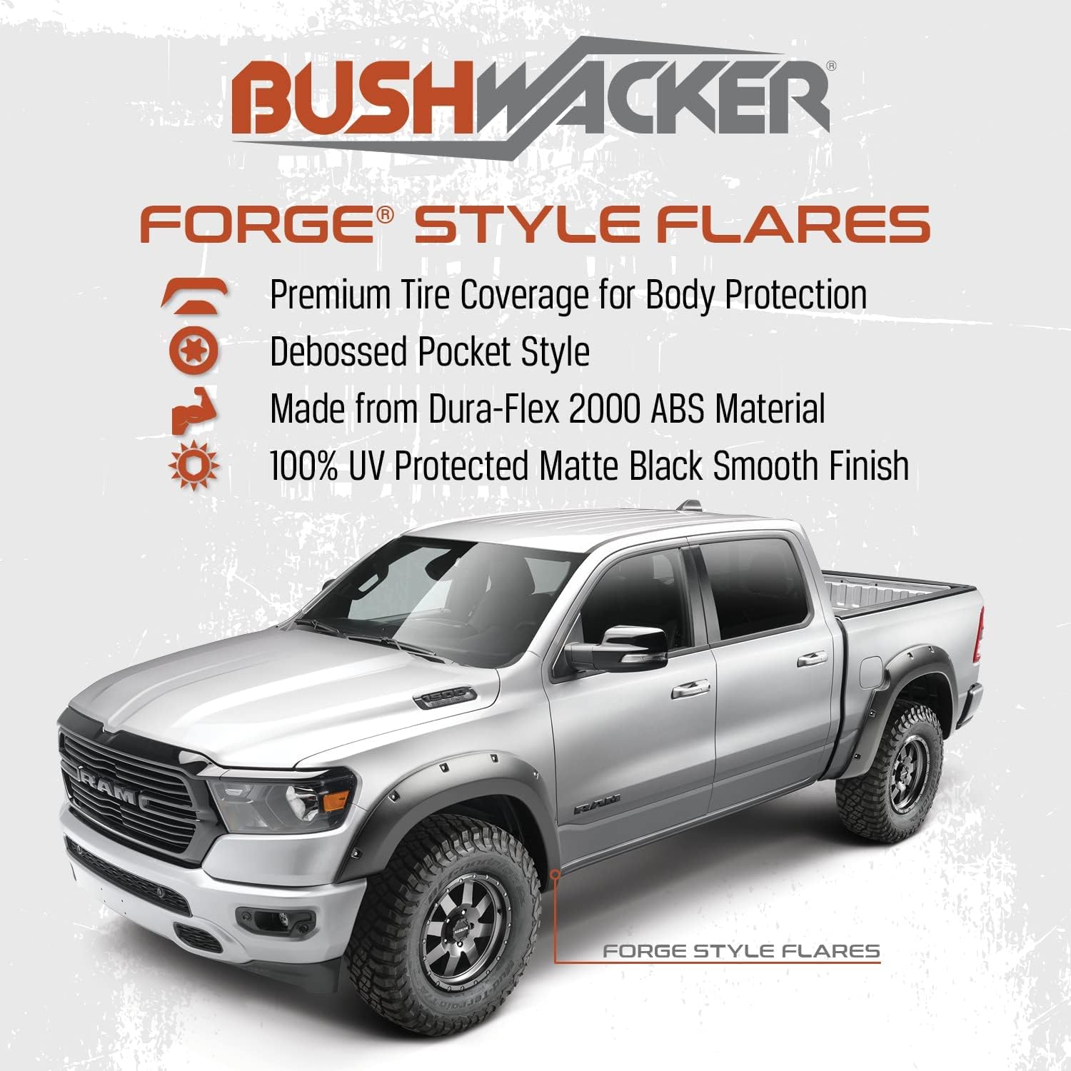 Bushwacker Forge Pocket/Rivet Style Front & Rear Fender Flares | 4-Piece Set, Black, Textured Finish | 28314-08 | Fits 2011-2016