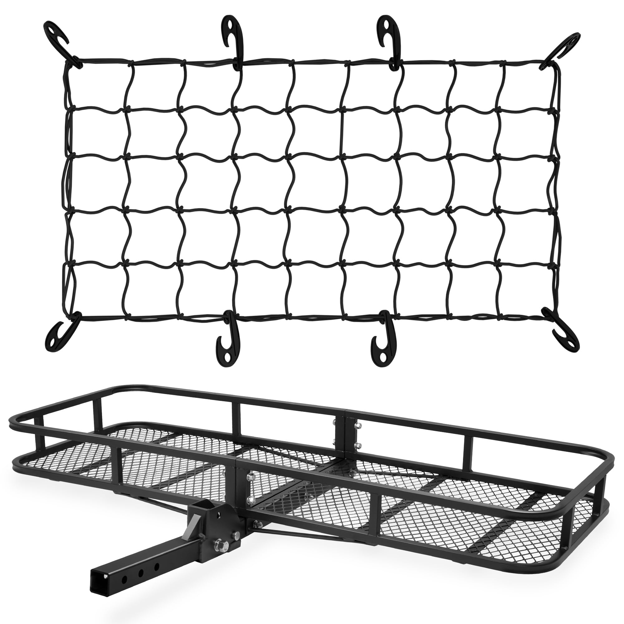 Arksen 60 X 23 X 5.5 Inch Folding Hitch Cargo Carrier With Cargo Net,500 Lbs Capacity Heavy Duty 2 Inch Receiver Luggage Basket